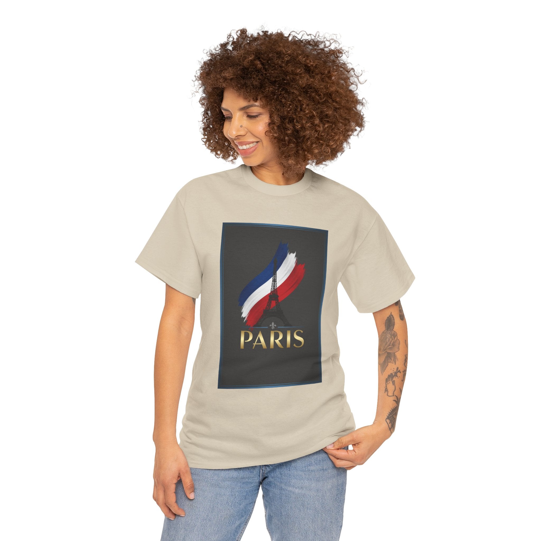 Paris Tricolor Graphic Tee — French Flag Brushstroke T-Shirt