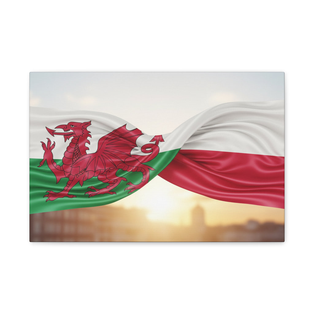 Welsh & Polish Flag Canvas Print — Stretched Matte Wall Art