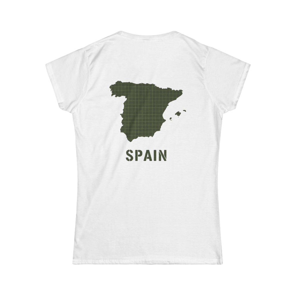 Spain Map Women's Tee — Olive Grid Map Graphic Shirt