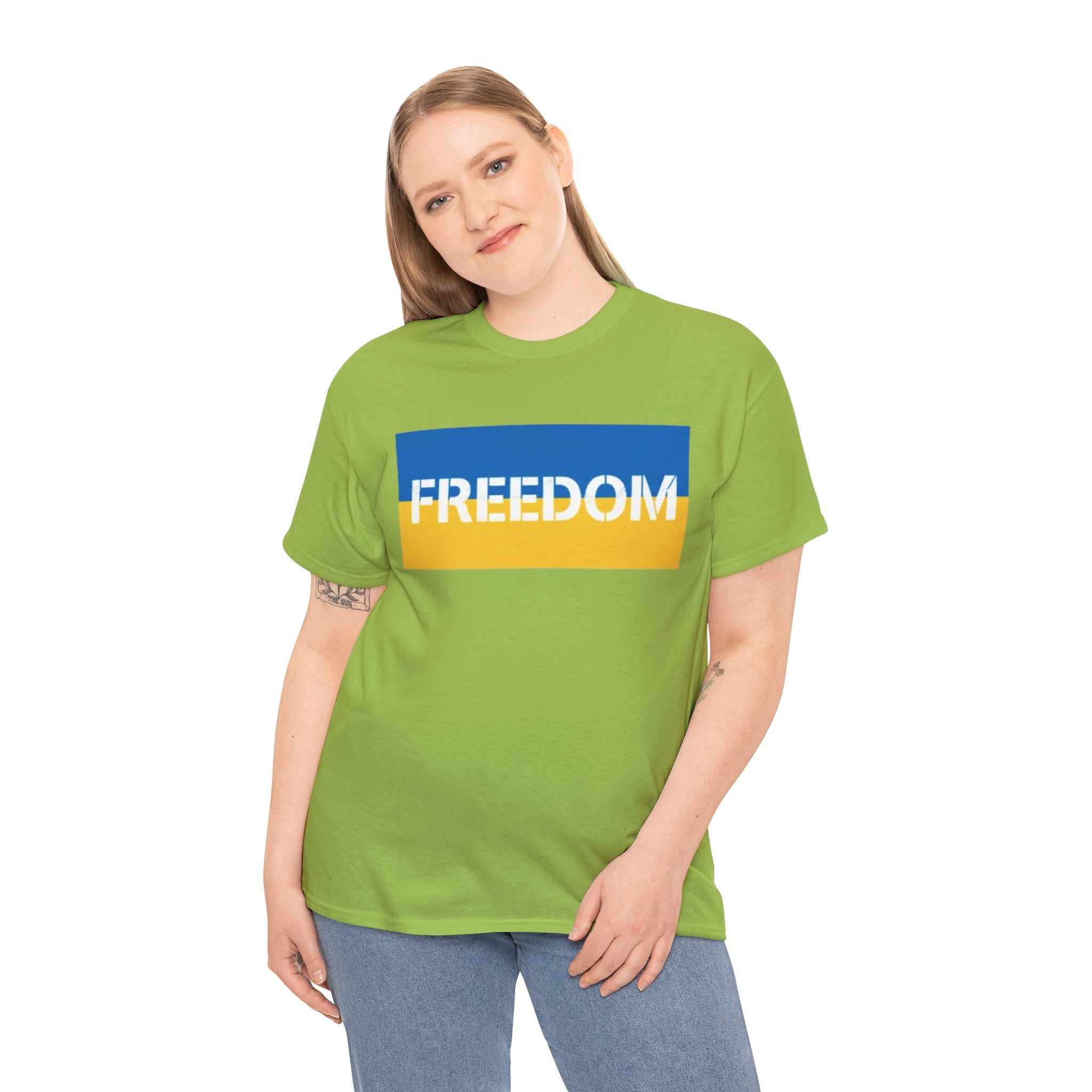 Freedom Flag T‑Shirt — Blue & Yellow Freedom Graphic Tee