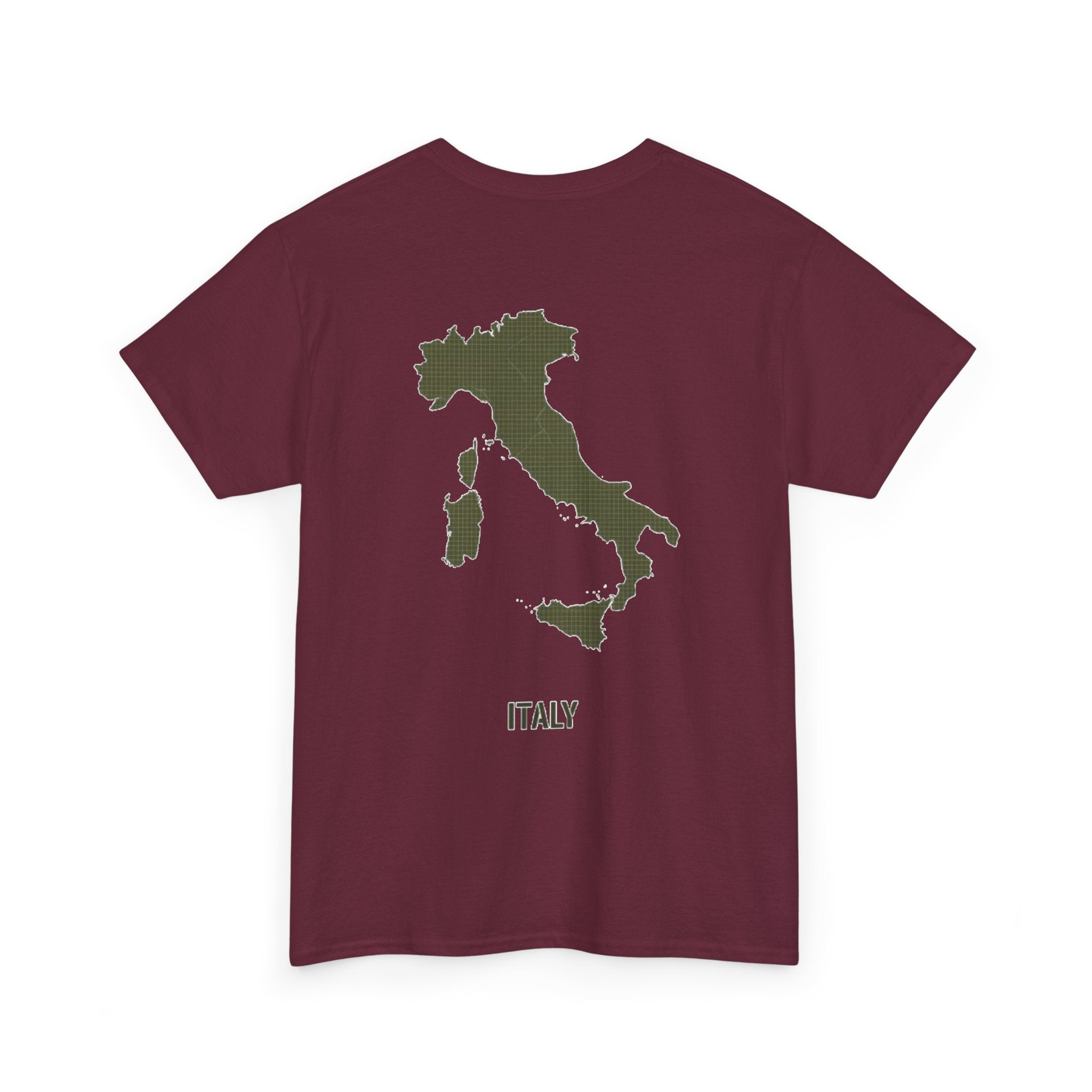 Italy Map T‑Shirt — Minimalist Travel Tee with 'Italy' Text