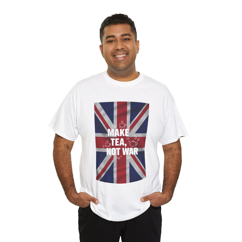 Make Tea, Not War T-Shirt — British Flag Peace Tea Tee