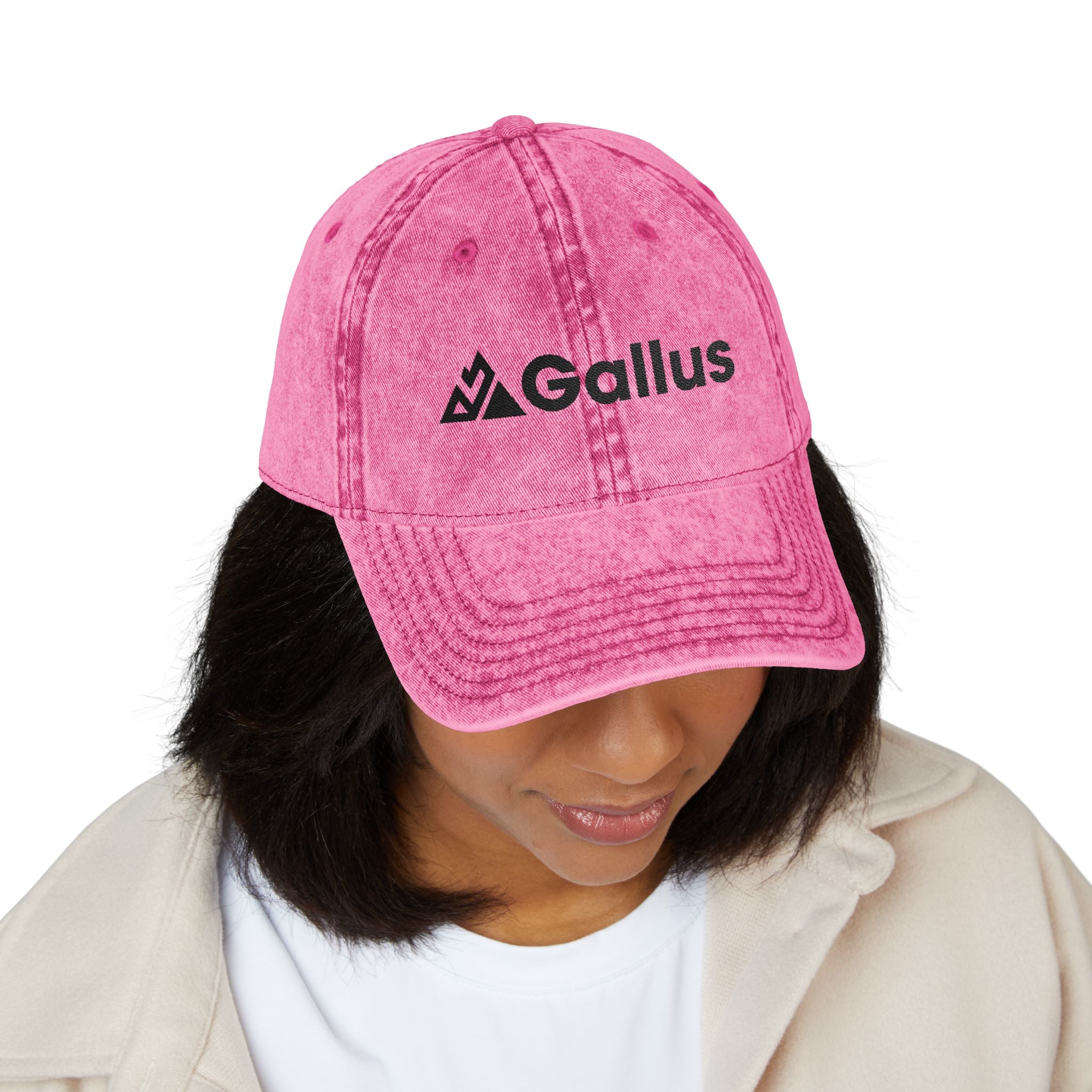 Vintage Embroidered Cap – Distressed Gray ‘GALLUS’ Patch Hat