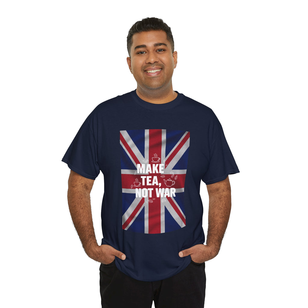 Make Tea, Not War T-Shirt — British Flag Peace Tea Tee