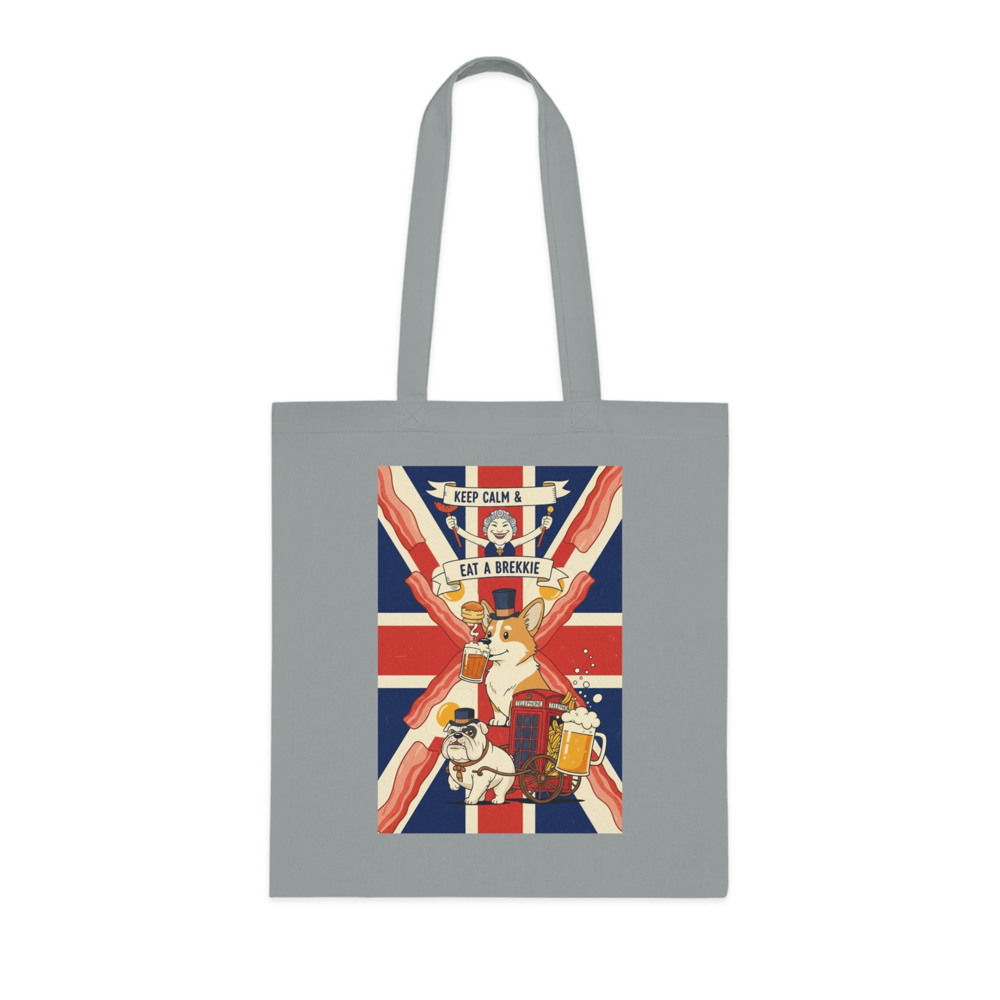Keep Calm and Eat a Scone Cotton Tote — British Flag Bakery Illustration Grocery Bag