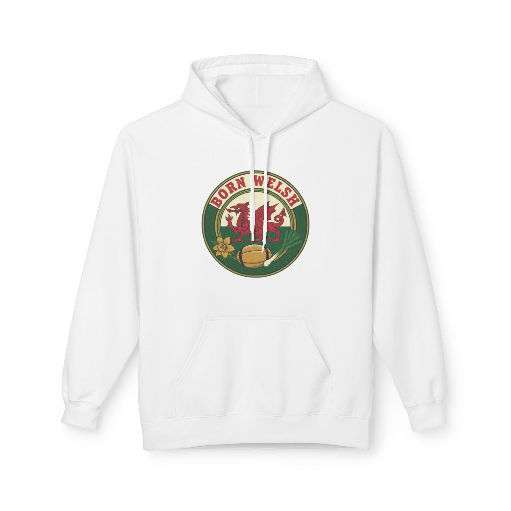 Born Welsh Hoodie — Vintage Welsh Dragon Rugby Crest Pullover
