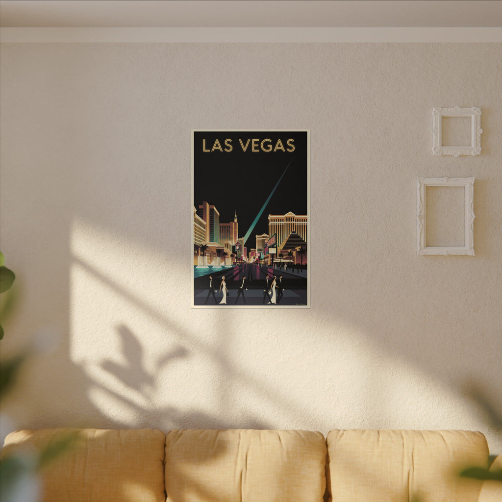 Las Vegas Retro Travel Canvas Print Vintage Night Strip Wall Art