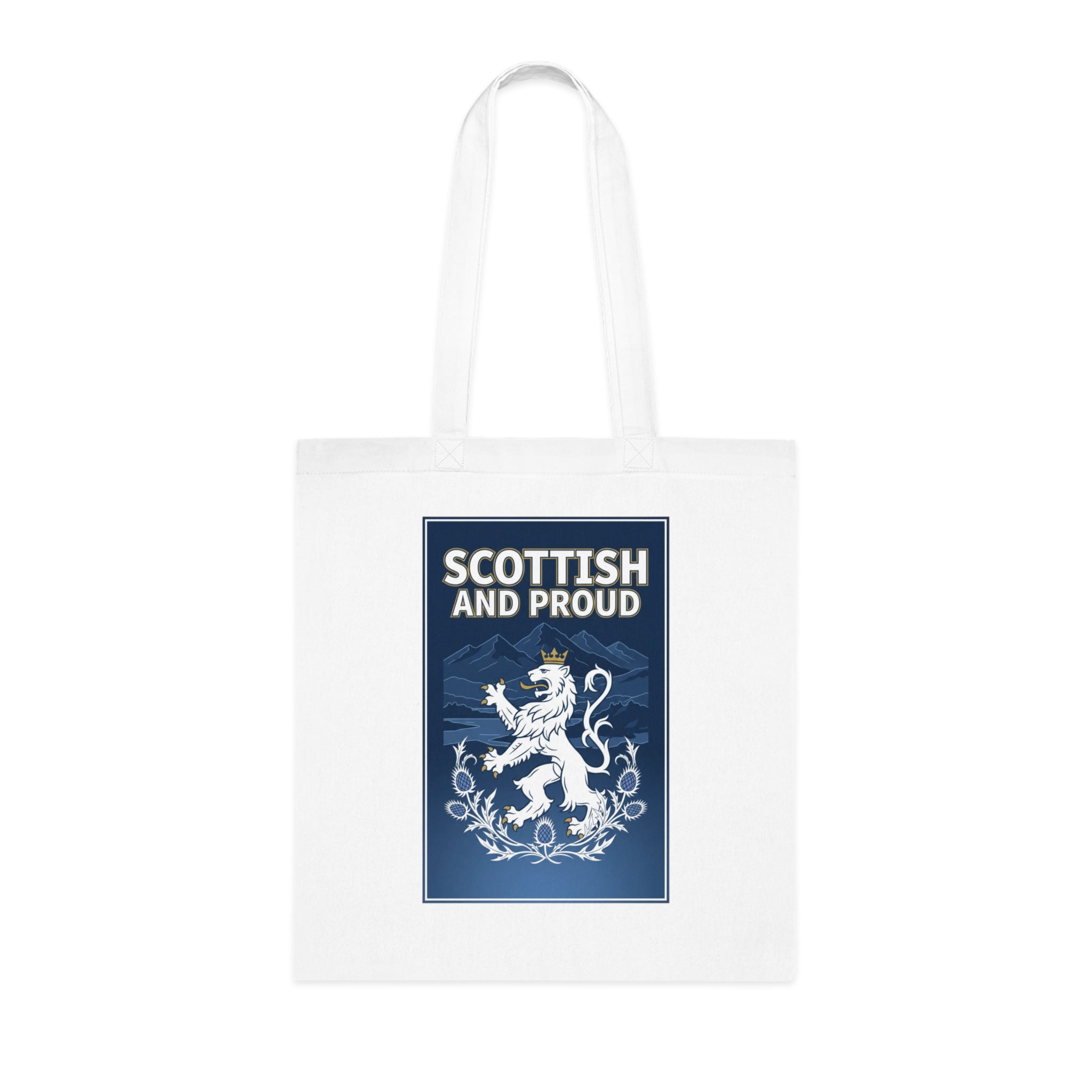 Scottish and Proud Tote Bag — Cotton Grocery & Market Tote with Lion Rampant Design