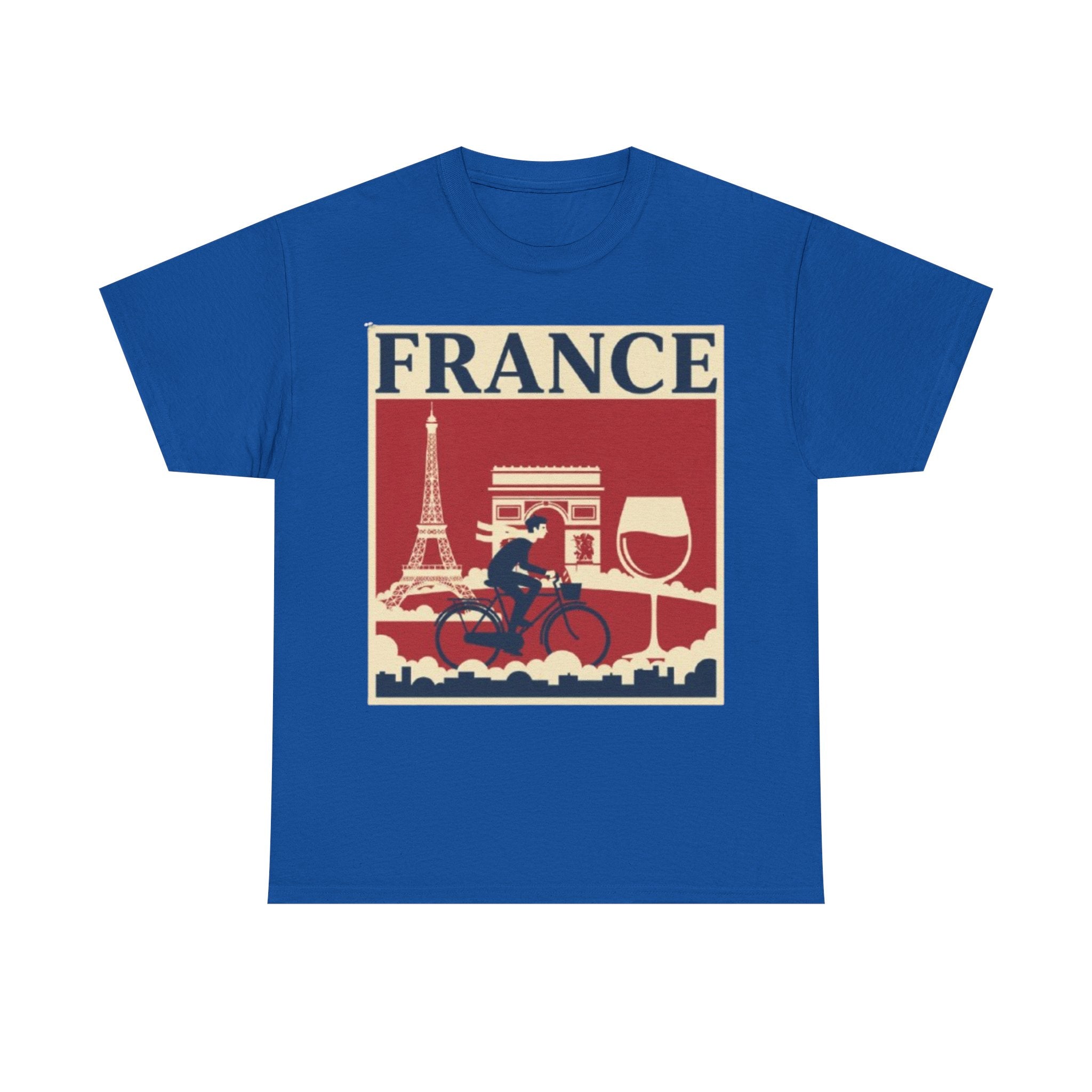 France Vintage Travel Tee — Eiffel Tower, Arc de Triomphe & Wine Graphic T-Shirt
