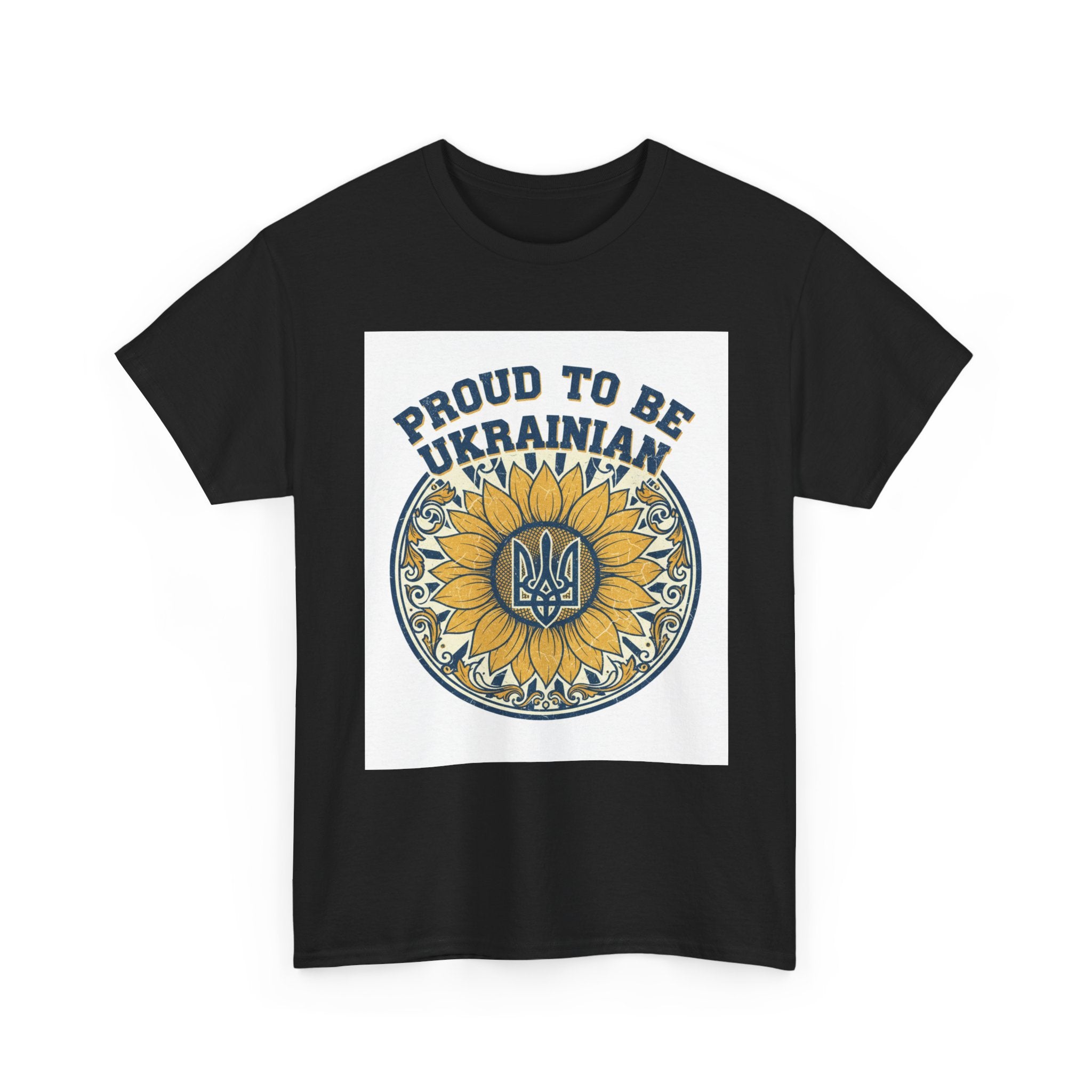 Proud to Be Ukrainian T-Shirt — Sunflower & Trident Pride Tee