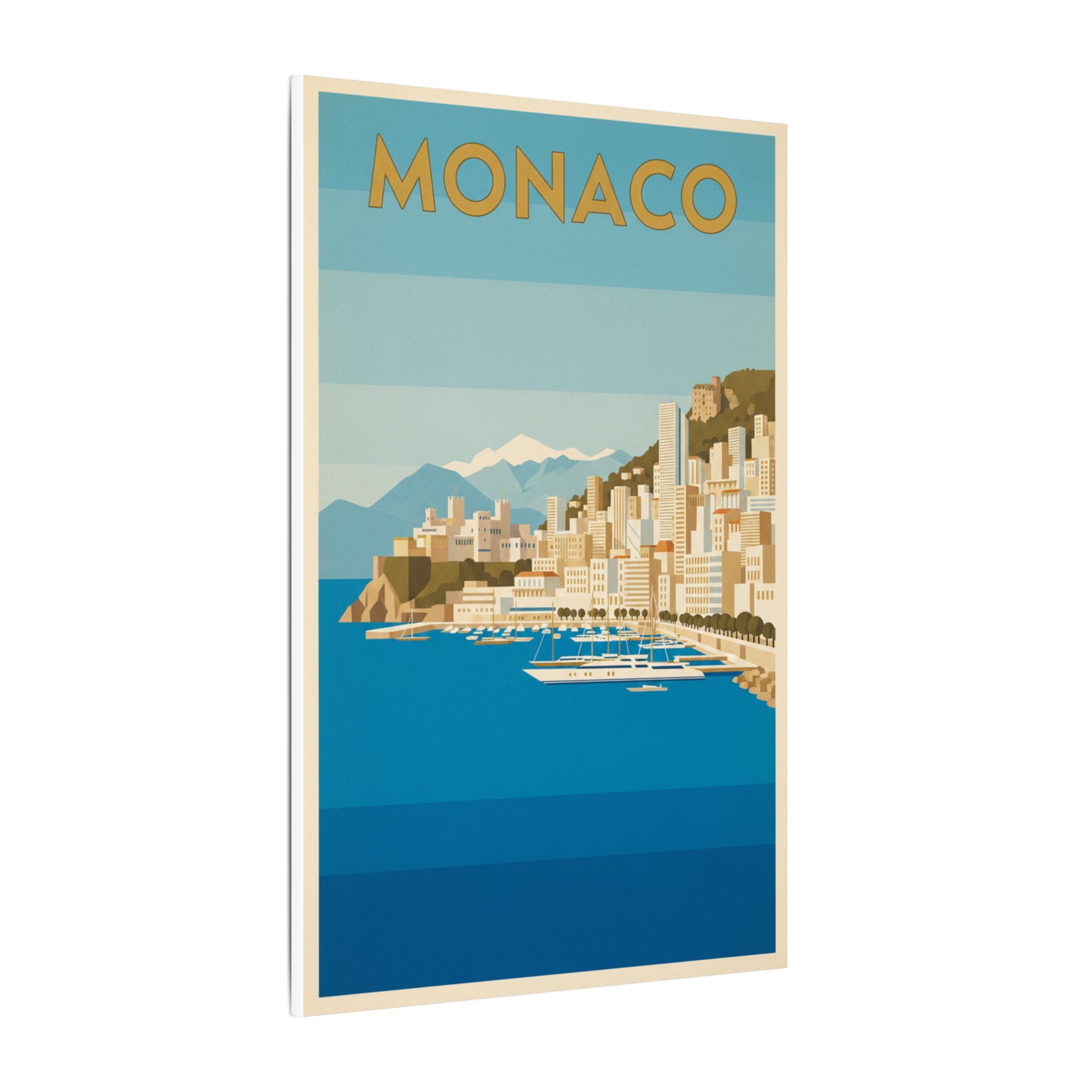 Monaco Coastal Vintage Travel Canvas Print