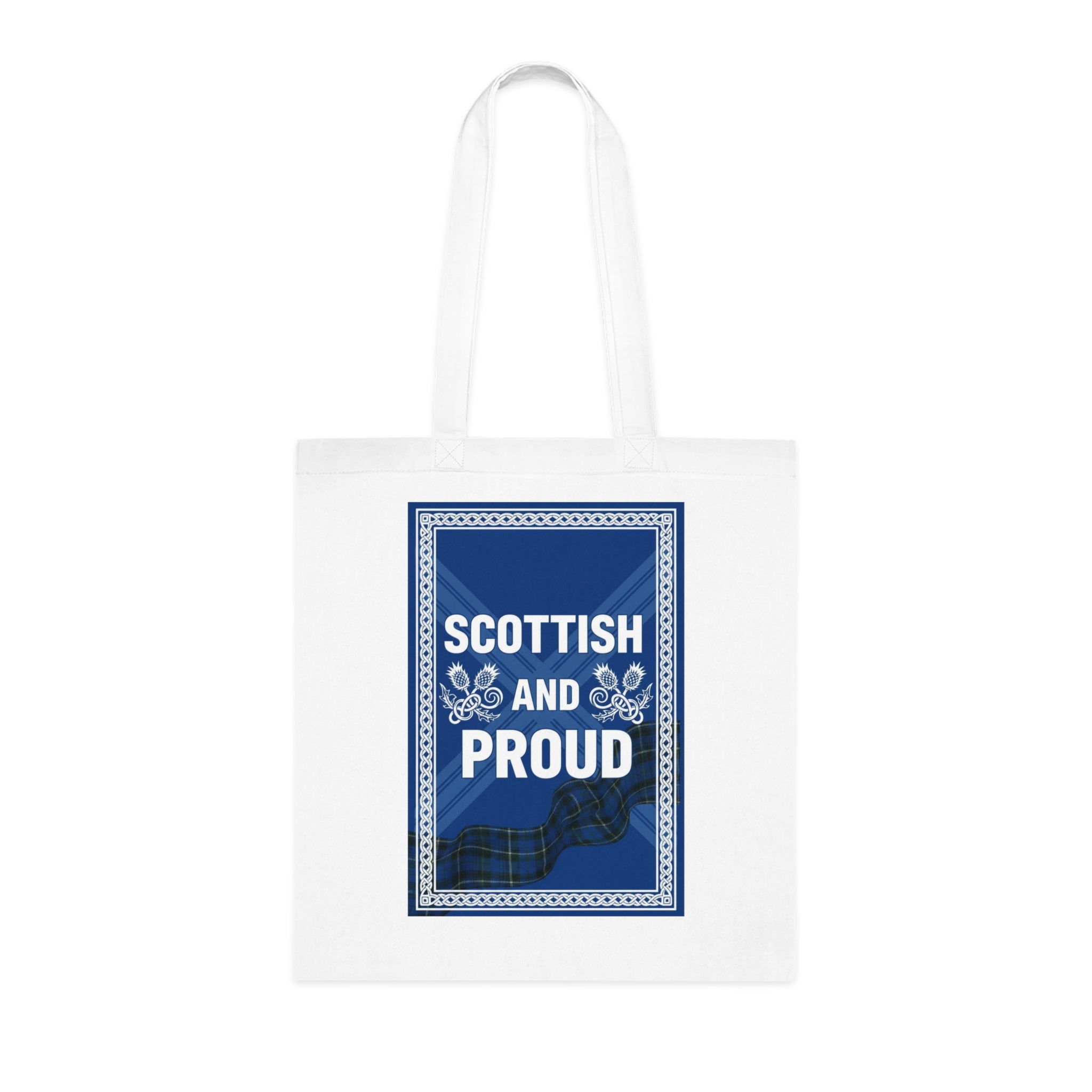Scottish and Proud Cotton Tote – Blue Tartan Reusable Bag