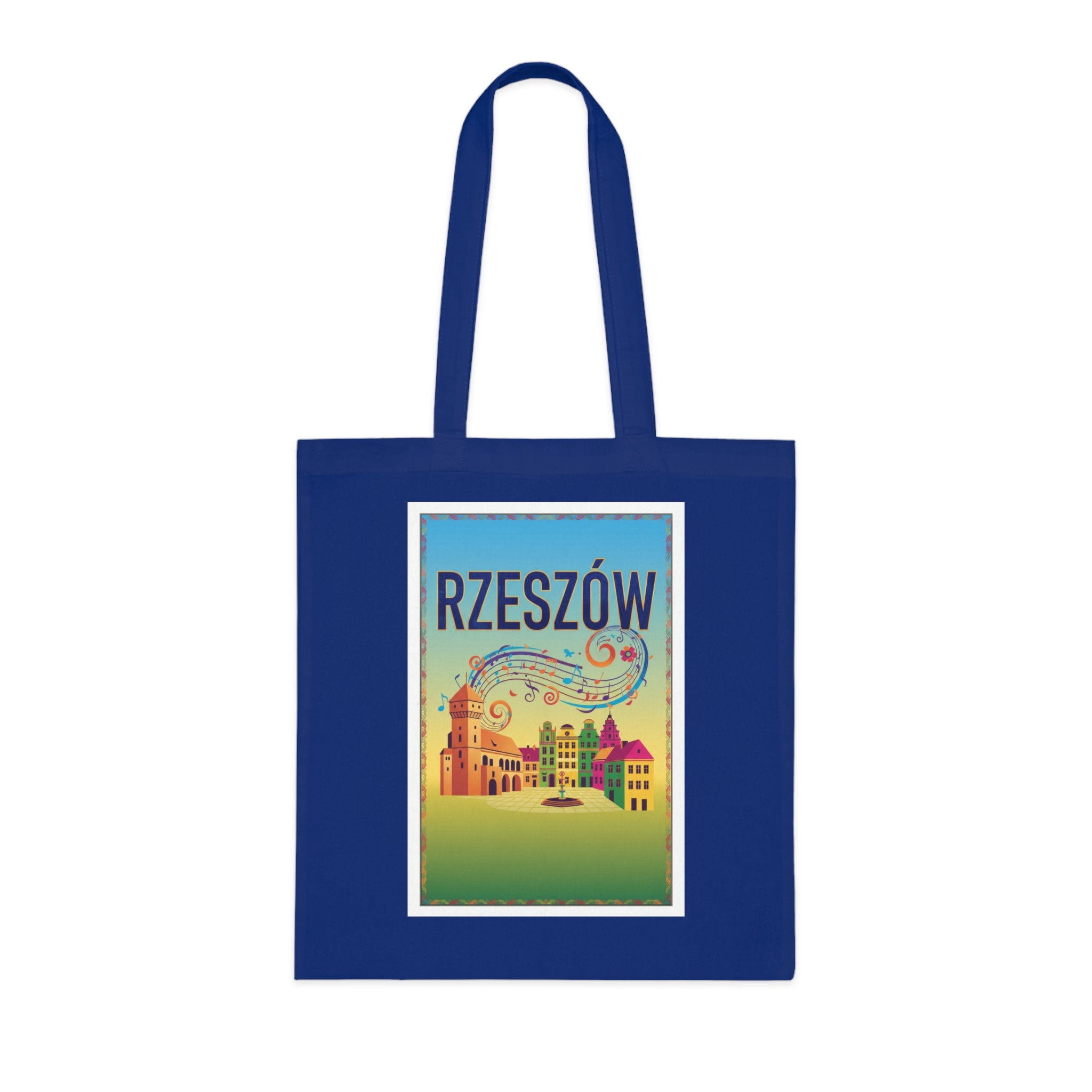 Rzeszów Vintage Travel Cotton Tote Bag — Colorful Cityscape Market Bag