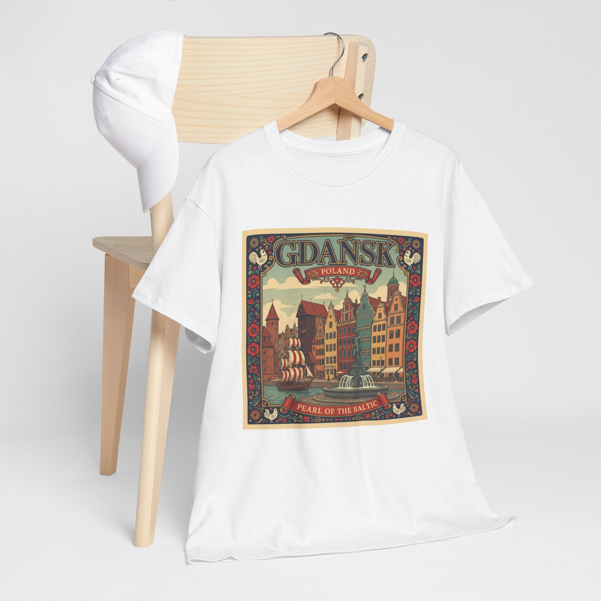 Gdańsk Vintage Travel Tee – Polish Harbor Retro Poster T‑Shirt
