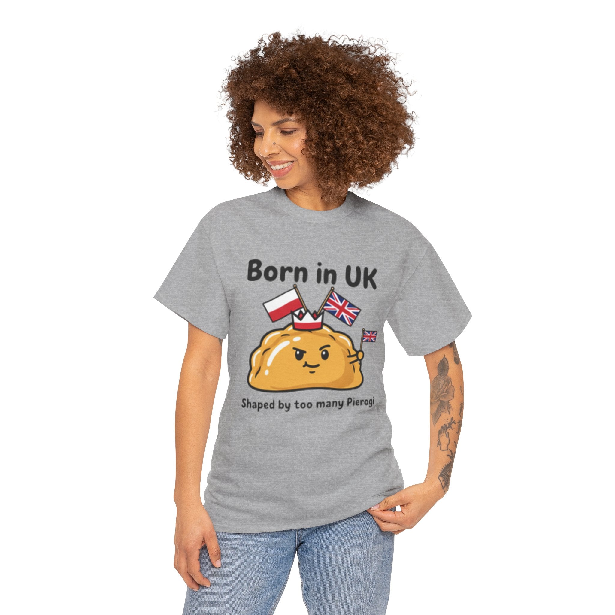 Born in UK Pierogi T‑Shirt — Funny Polish‑British Pride Tee