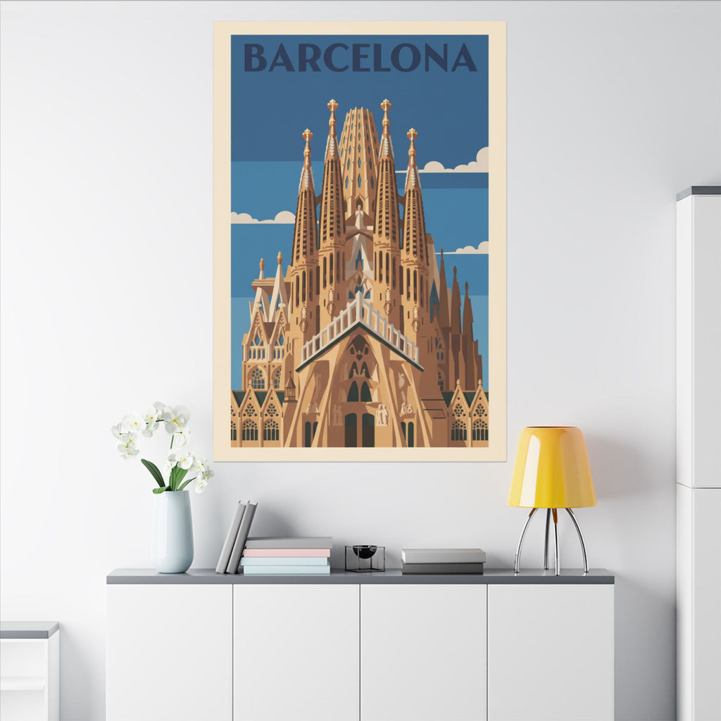 Barcelona Sagrada Familia Matte Canvas Print Stretched Travel Poster Wall Art