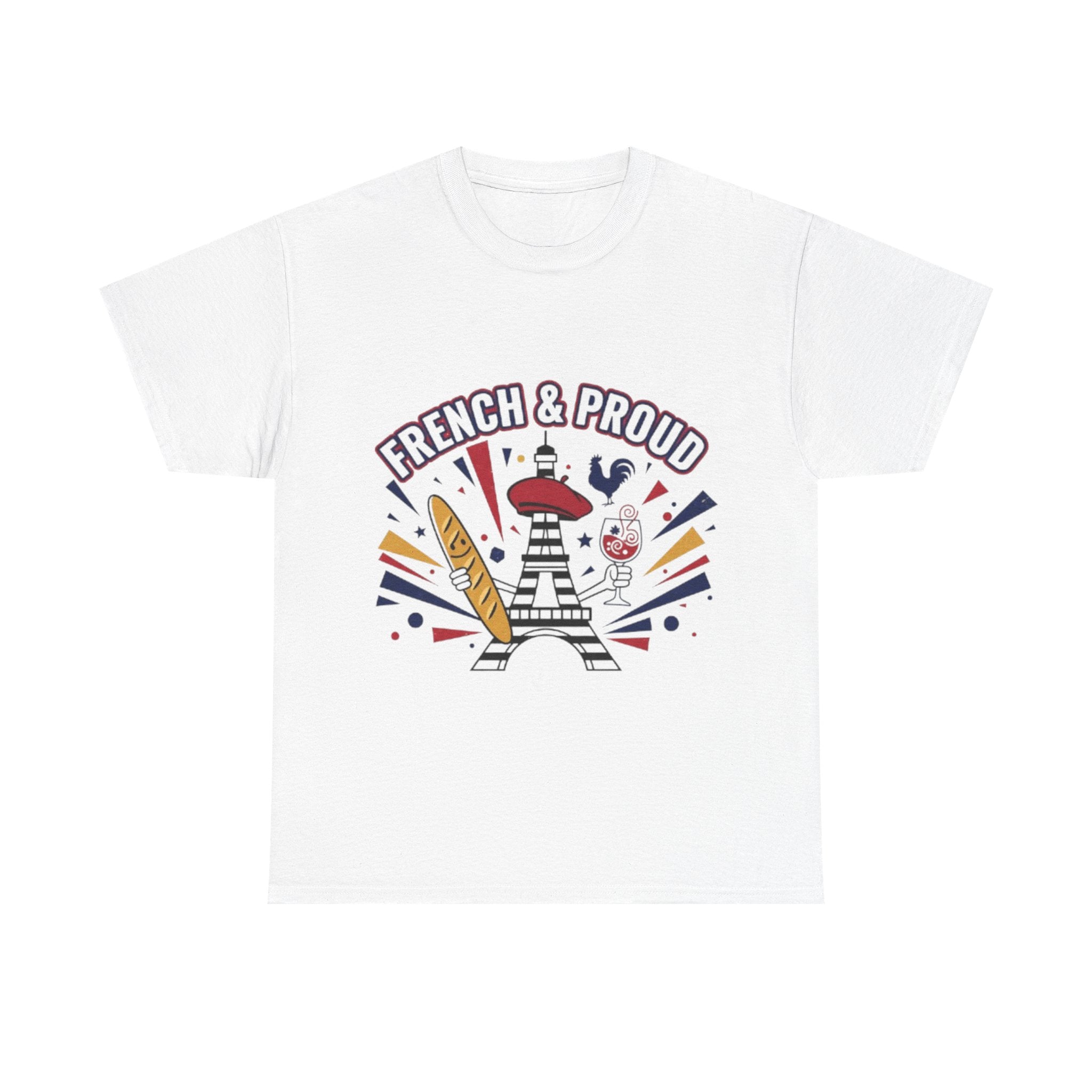 French & Proud T-Shirt — Eiffel Tower, Baguette & Wine Graphic Tee