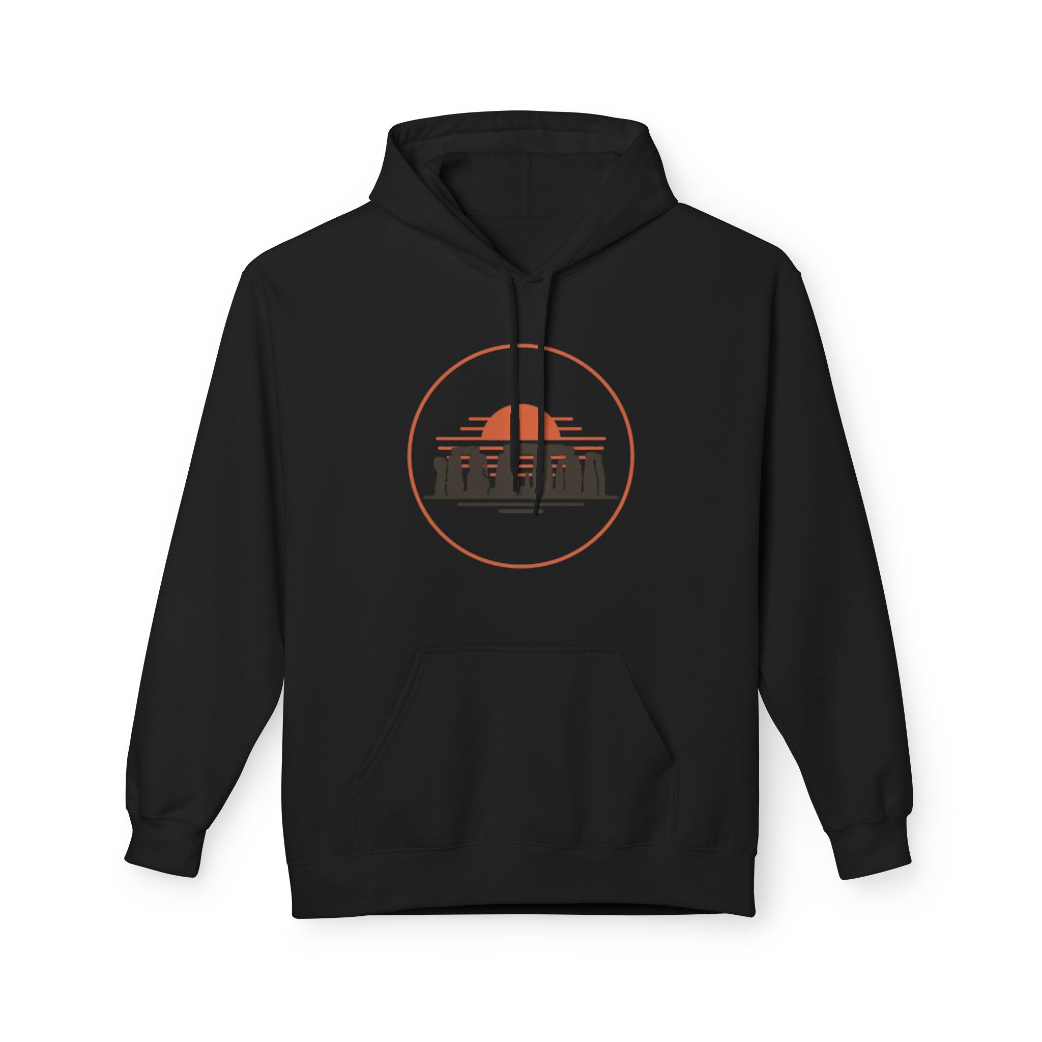 Stonehenge Sunset Hoodie – Retro Circle Graphic Unisex Hoodie