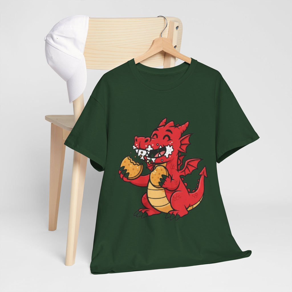 Red Dragon Eating Tacos T-Shirt — Cute Cartoon Taco Lover Tee