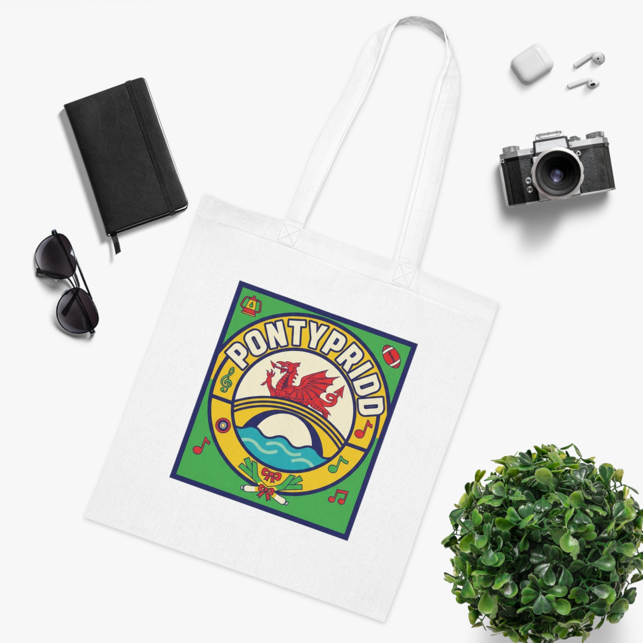 Pontypridd Retro Welsh Pride Cotton Tote Bag