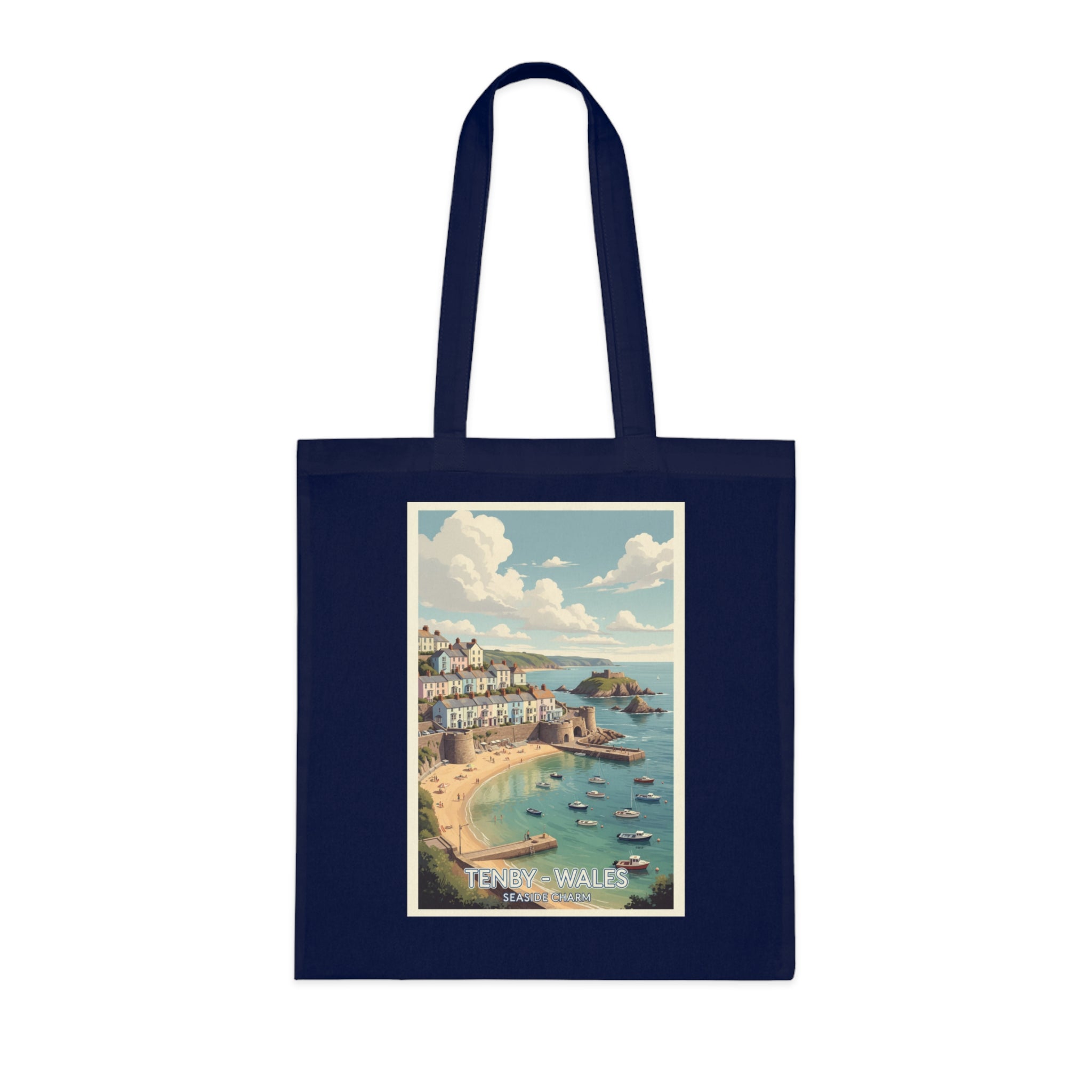 Tenby Wales Vintage Travel Poster Cotton Tote Bag