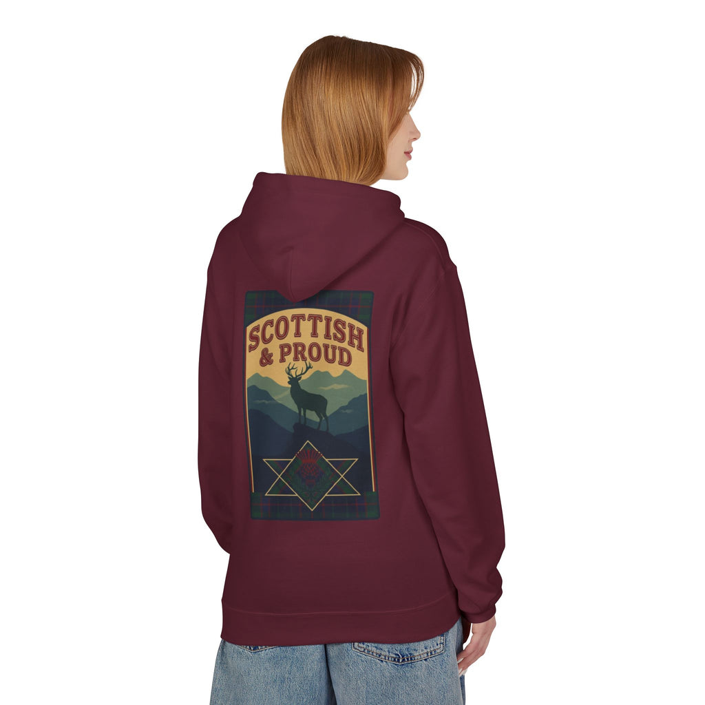Scottish Hoodie — "Scottish & Proud" Vintage Stag Graphic Pullover
