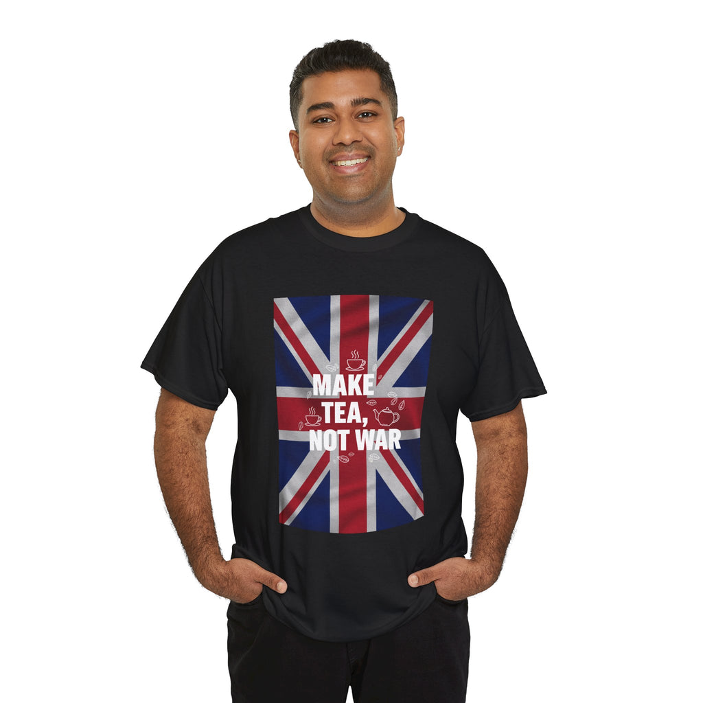 Make Tea, Not War T-Shirt — British Flag Peace Tea Tee