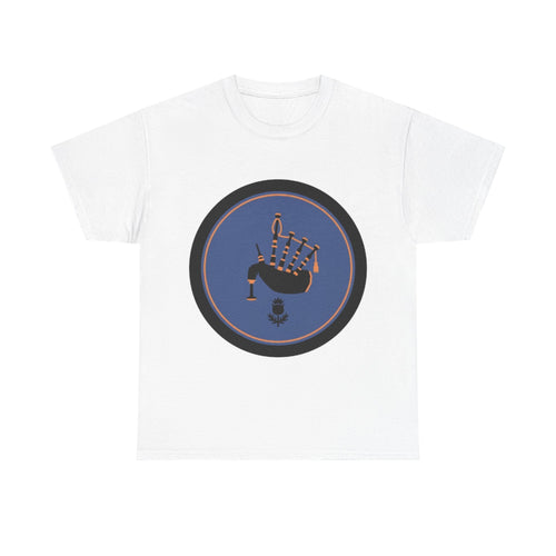 Bagpipes Crest T‑Shirt — Scottish Pride Circle Logo Tee