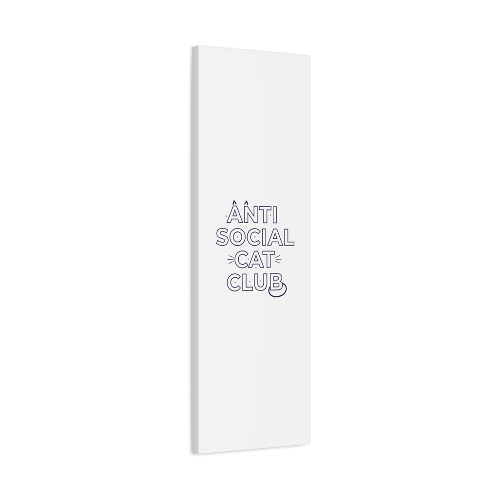 Anti Social Cat Club Canvas | Outline-Only Typography, Hollow Letter Art
