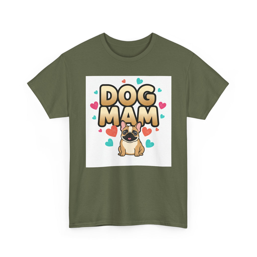 Dog Mom T-Shirt — Cute Pug Design with Hearts, Perfect Gift for Dog Lovers