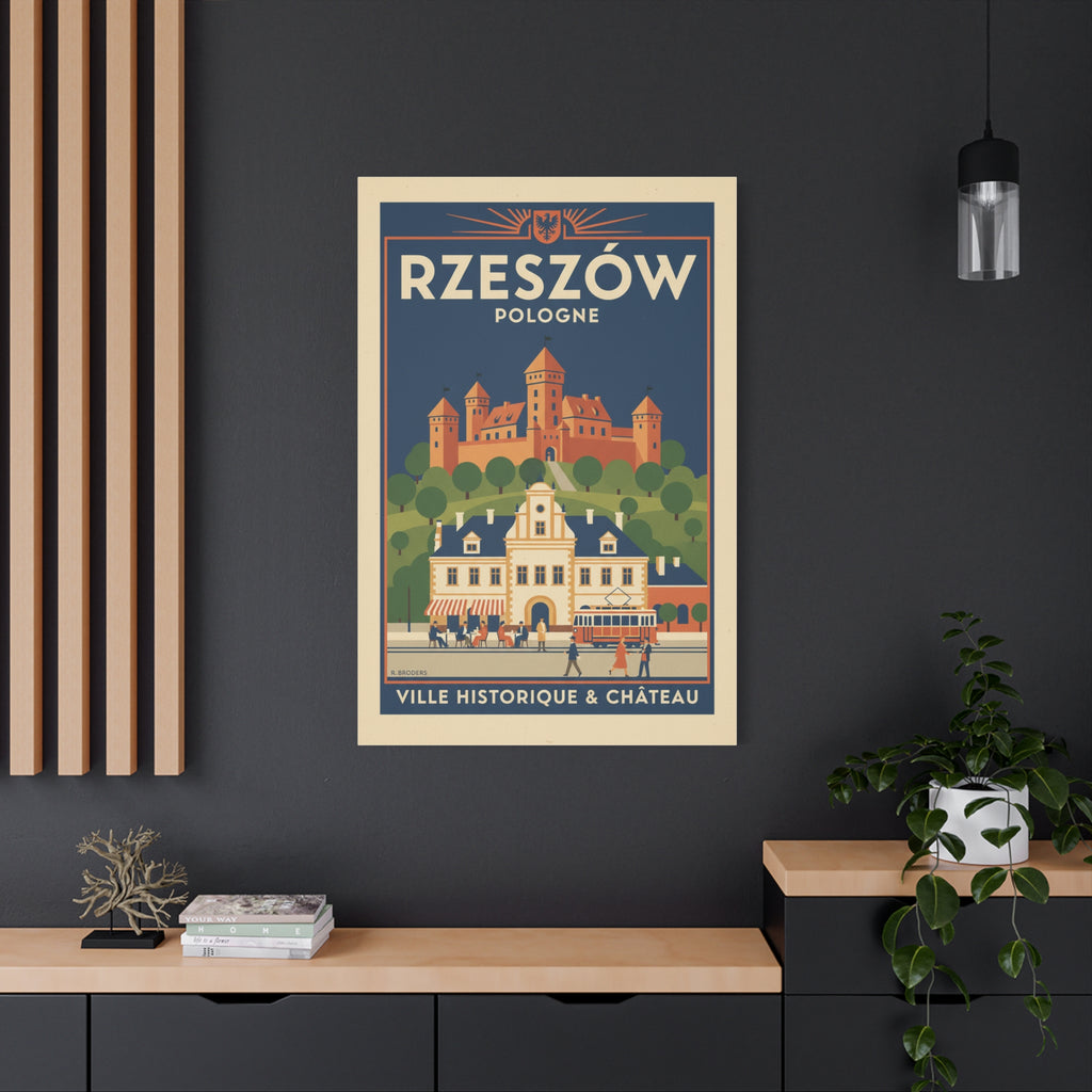 Rzeszów Vintage Travel Poster Canvas - Matte Stretched Wall Art