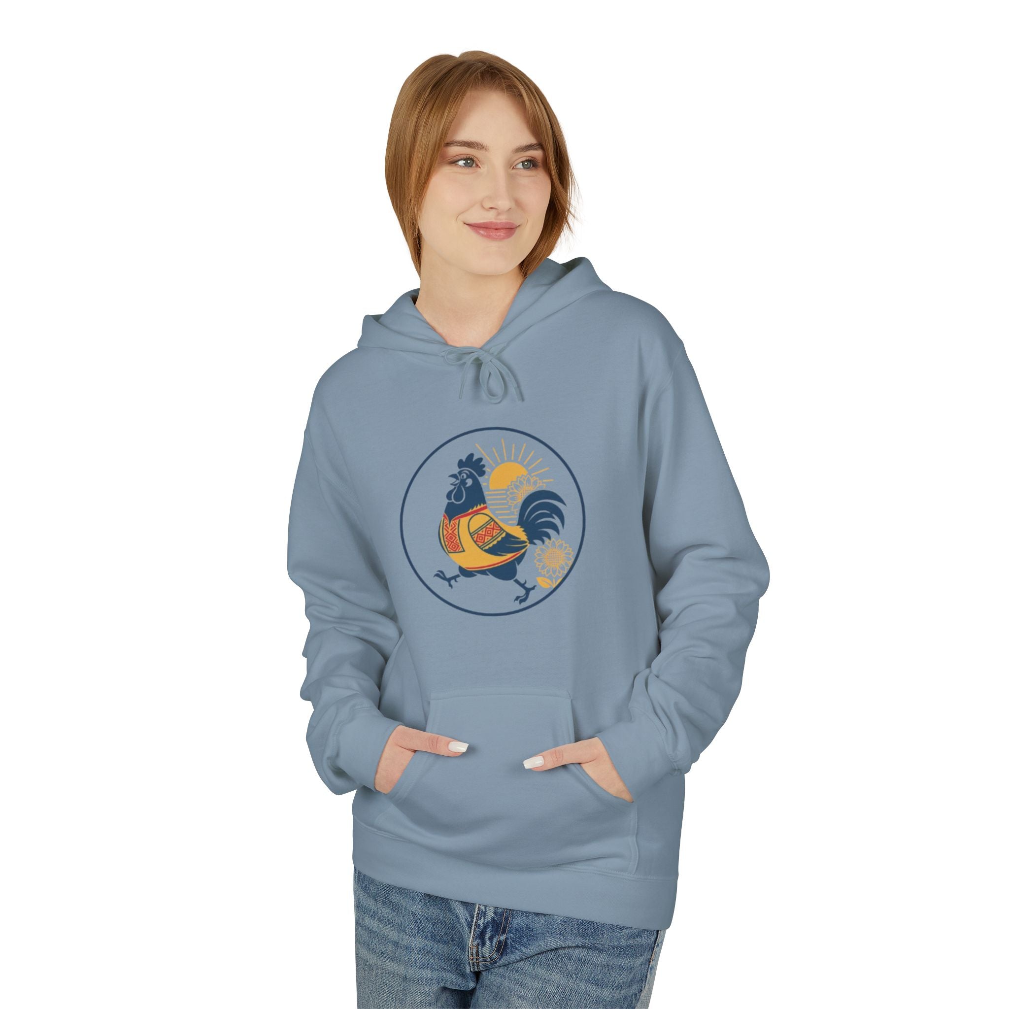 Rooster Circle Graphic Hoodie — Vintage Farmhouse Rooster Pullover