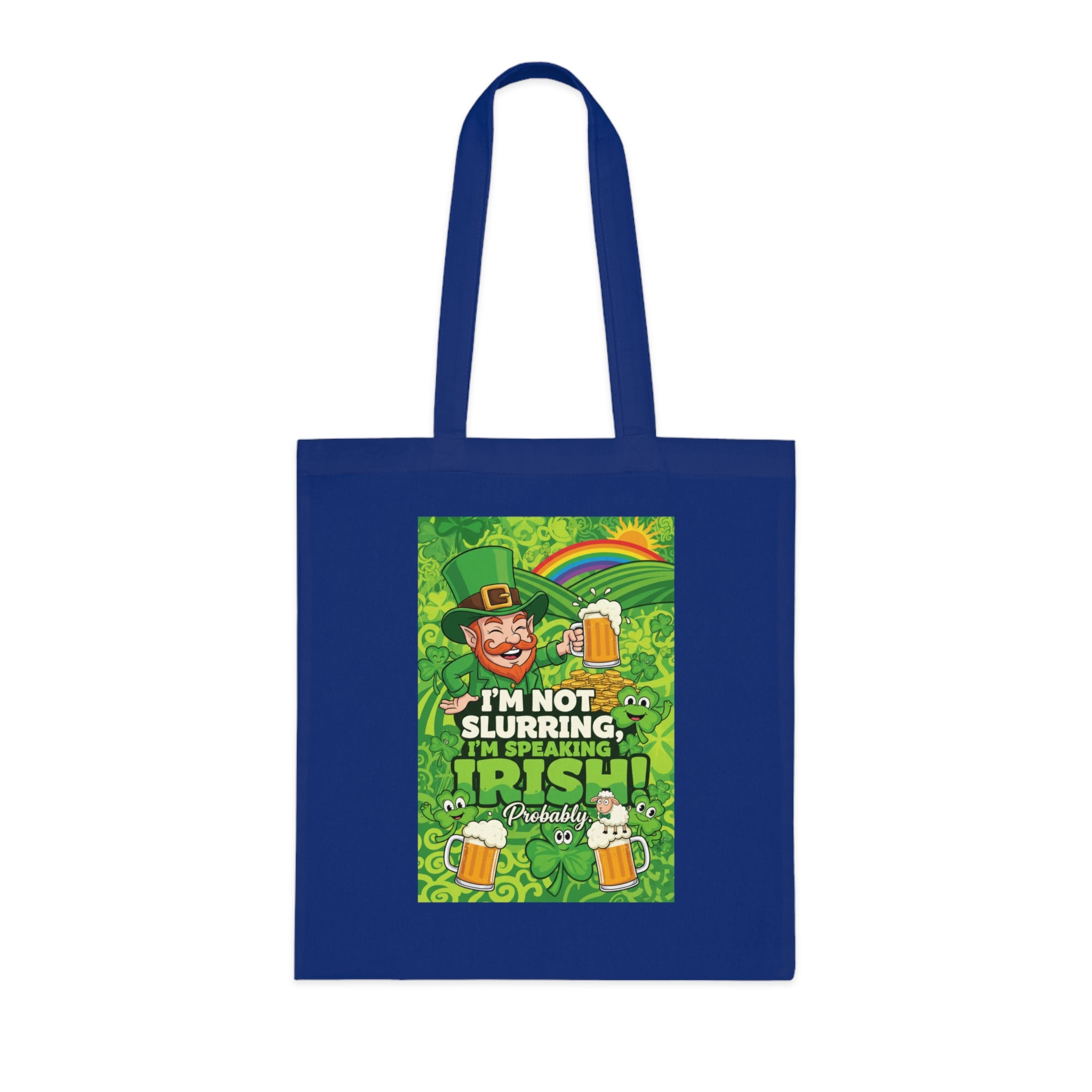 St. Patrick's Day Tote Bag - "I'm Not Slurring, I'm Speaking Irish" Cotton Grocery Tote