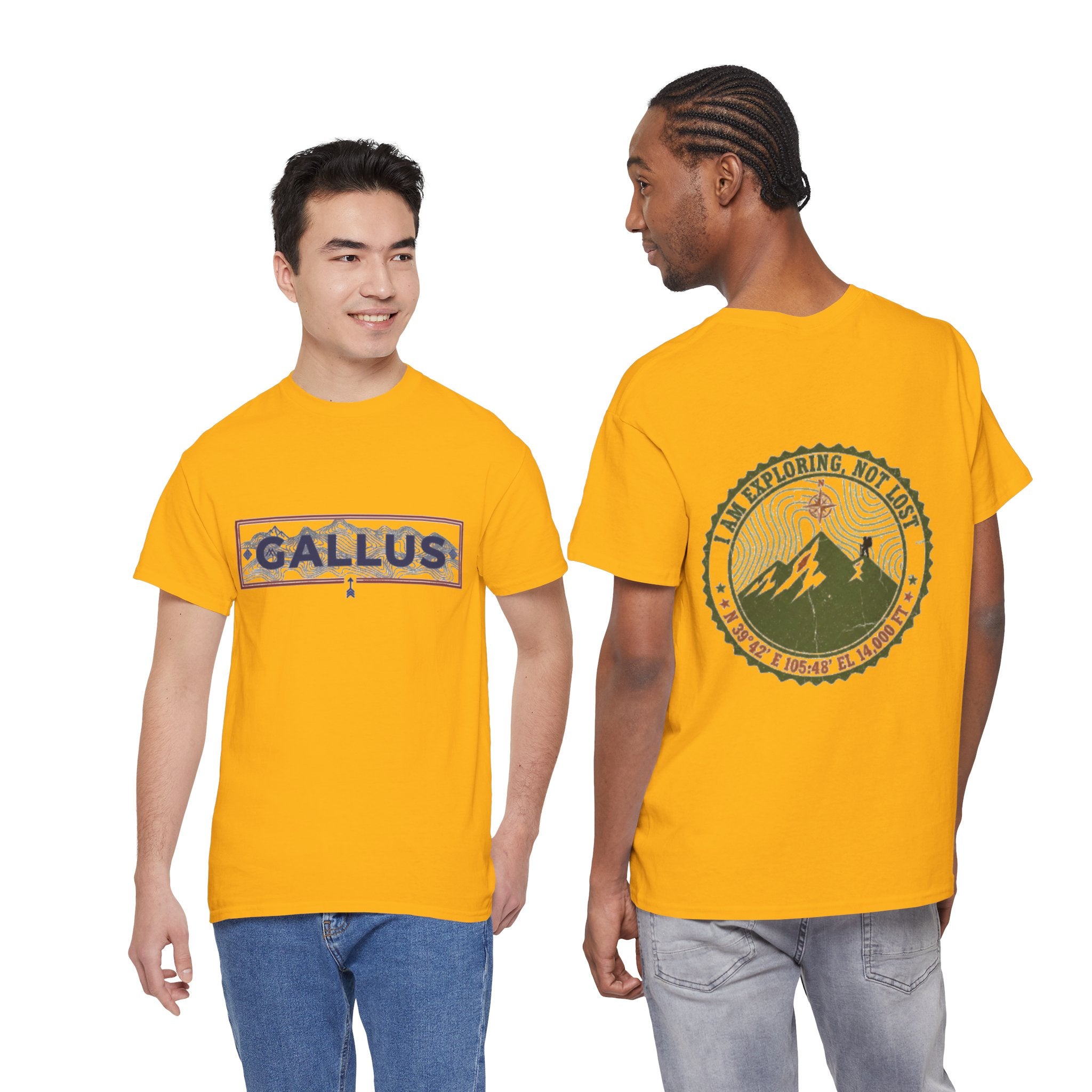 Adventure Logo Tee — "GALLUS" Mountain Badge Shirt (Exploring Not Lost)