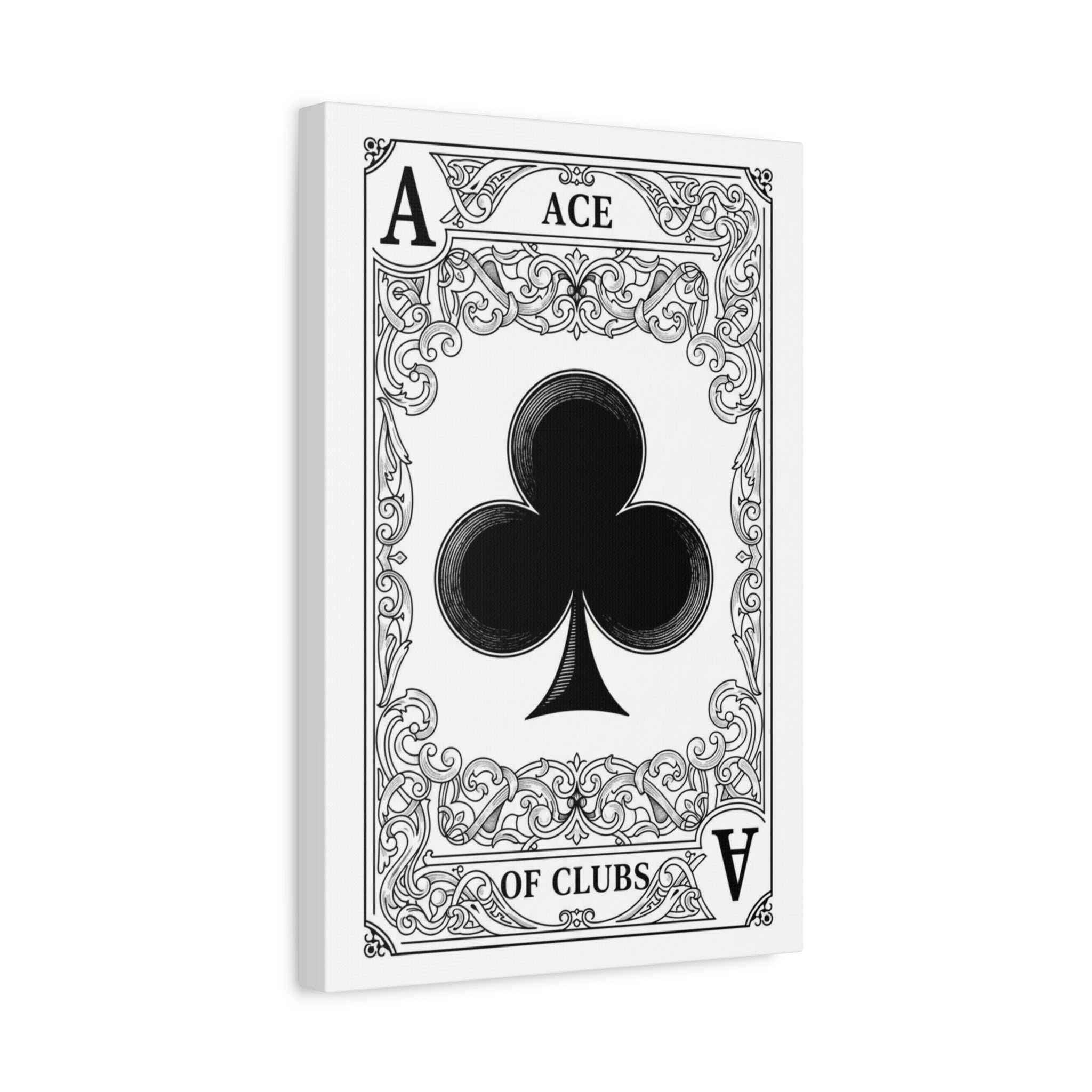 Ace of Clubs Matte Canvas Wall Art — Vintage Playing Card Print