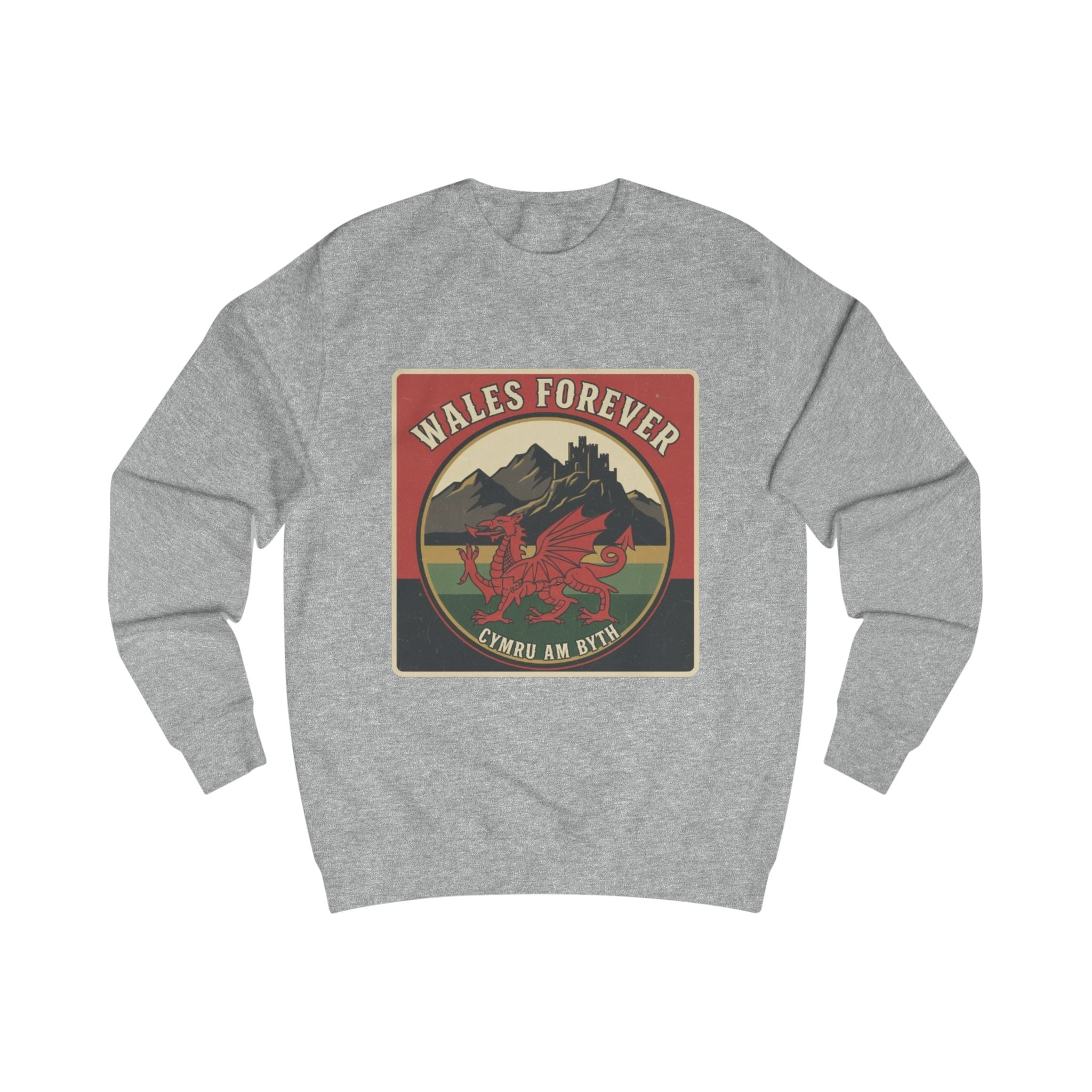 Wales Forever Sweatshirt — Welsh Dragon Vintage Mountain Crewneck