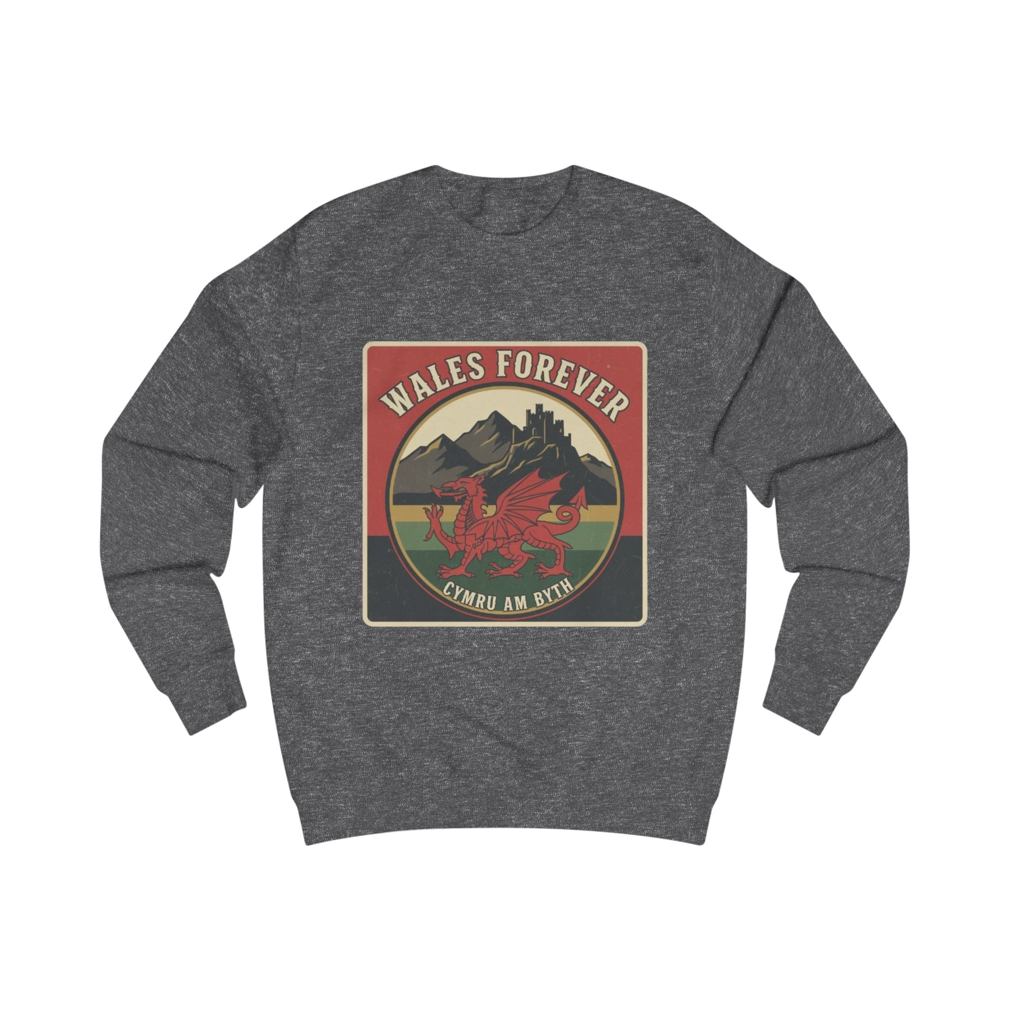 Wales Forever Sweatshirt — Welsh Dragon Vintage Mountain Crewneck