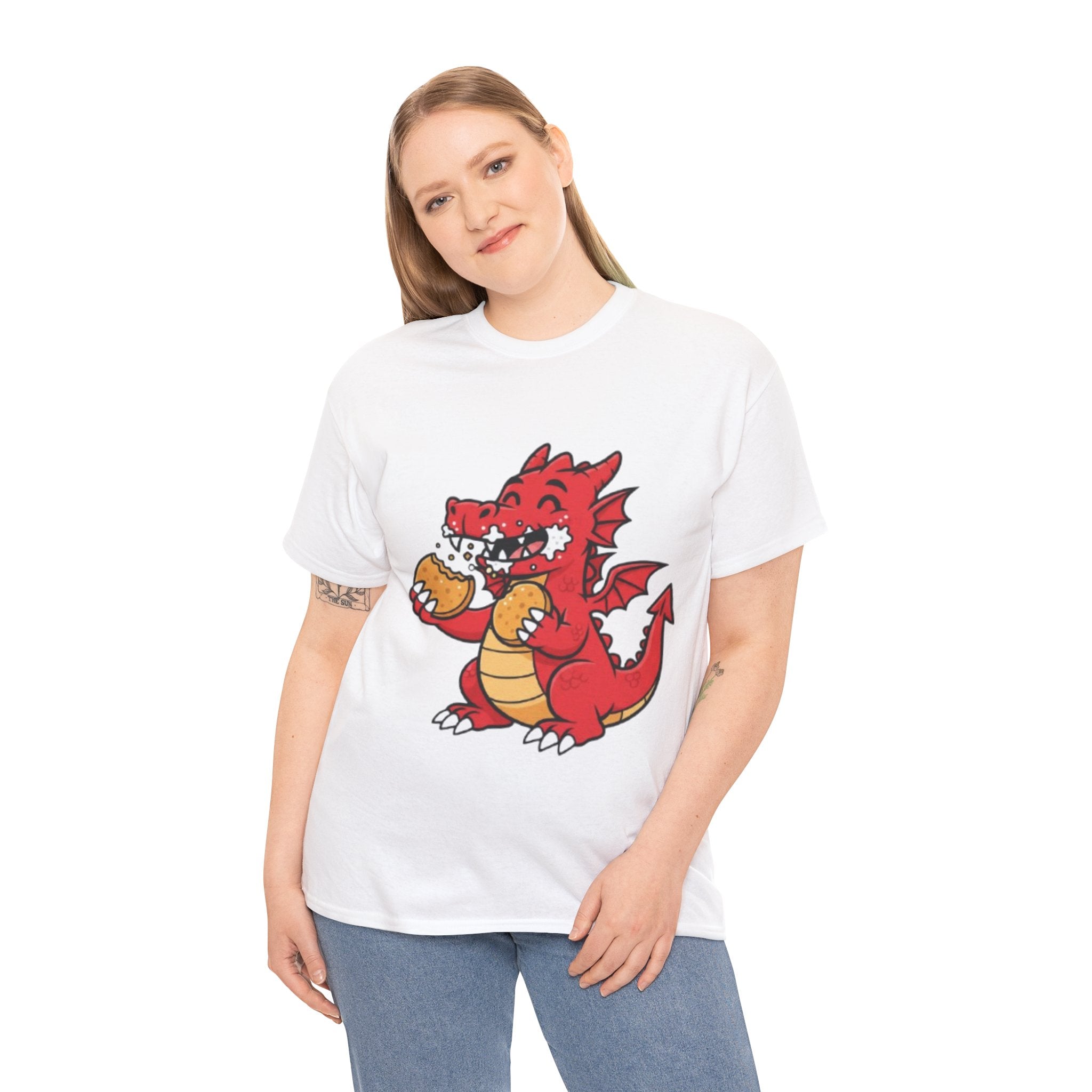 Red Dragon Eating Tacos T-Shirt — Cute Cartoon Taco Lover Tee