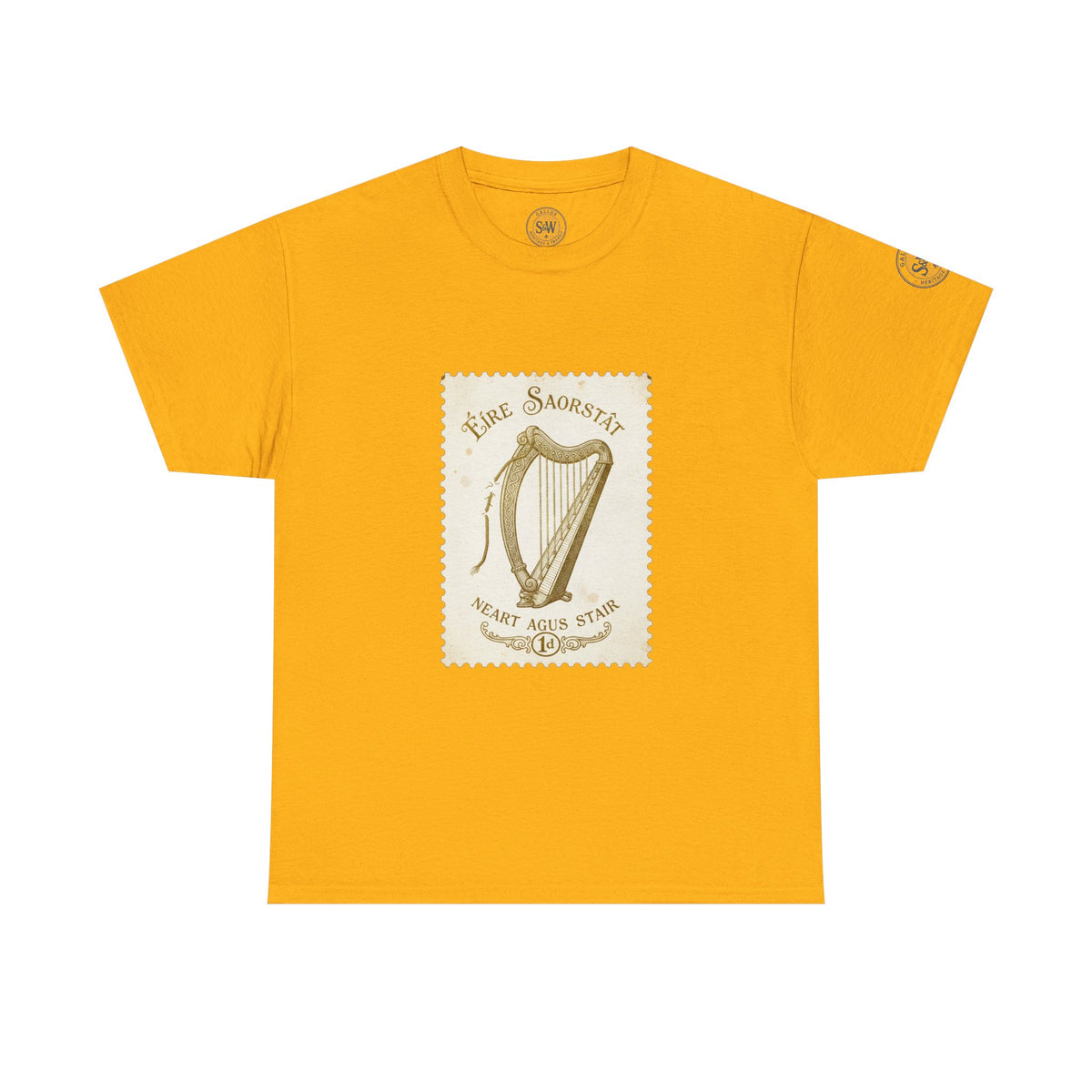 Irish Harp Vintage Stamp T-Shirt — Celtic Heritage Tee — product image 5