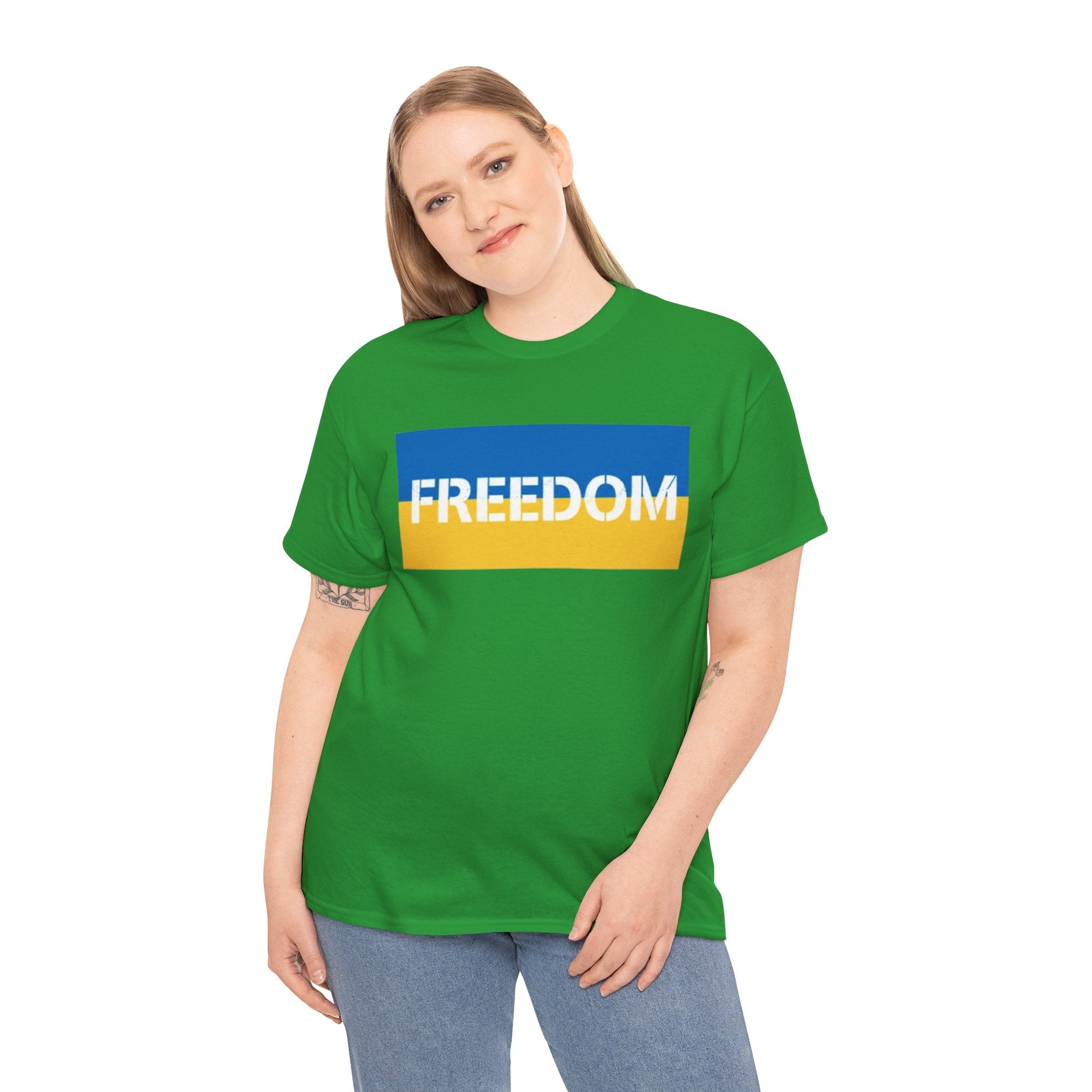 Freedom Flag T‑Shirt — Blue & Yellow Freedom Graphic Tee