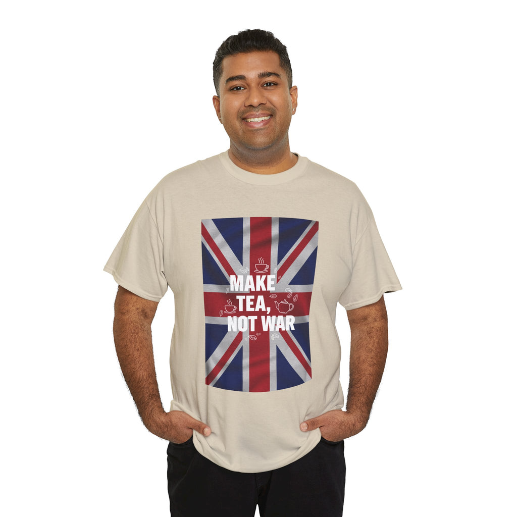 Make Tea, Not War T-Shirt — British Flag Peace Tea Tee