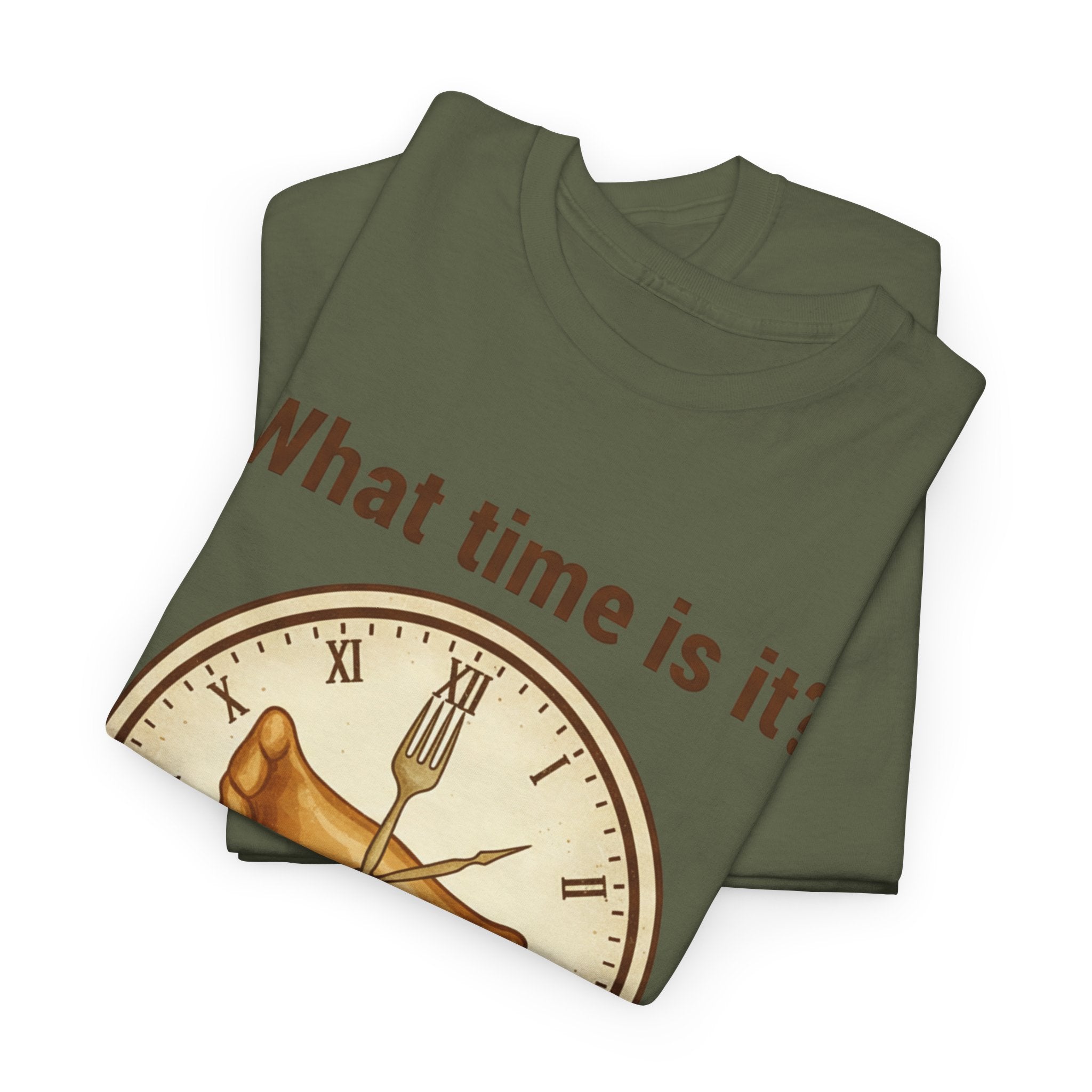 Pierogi Time T‑Shirt — "What time is it? Pierogi time!" Vintage Clock Food Tee