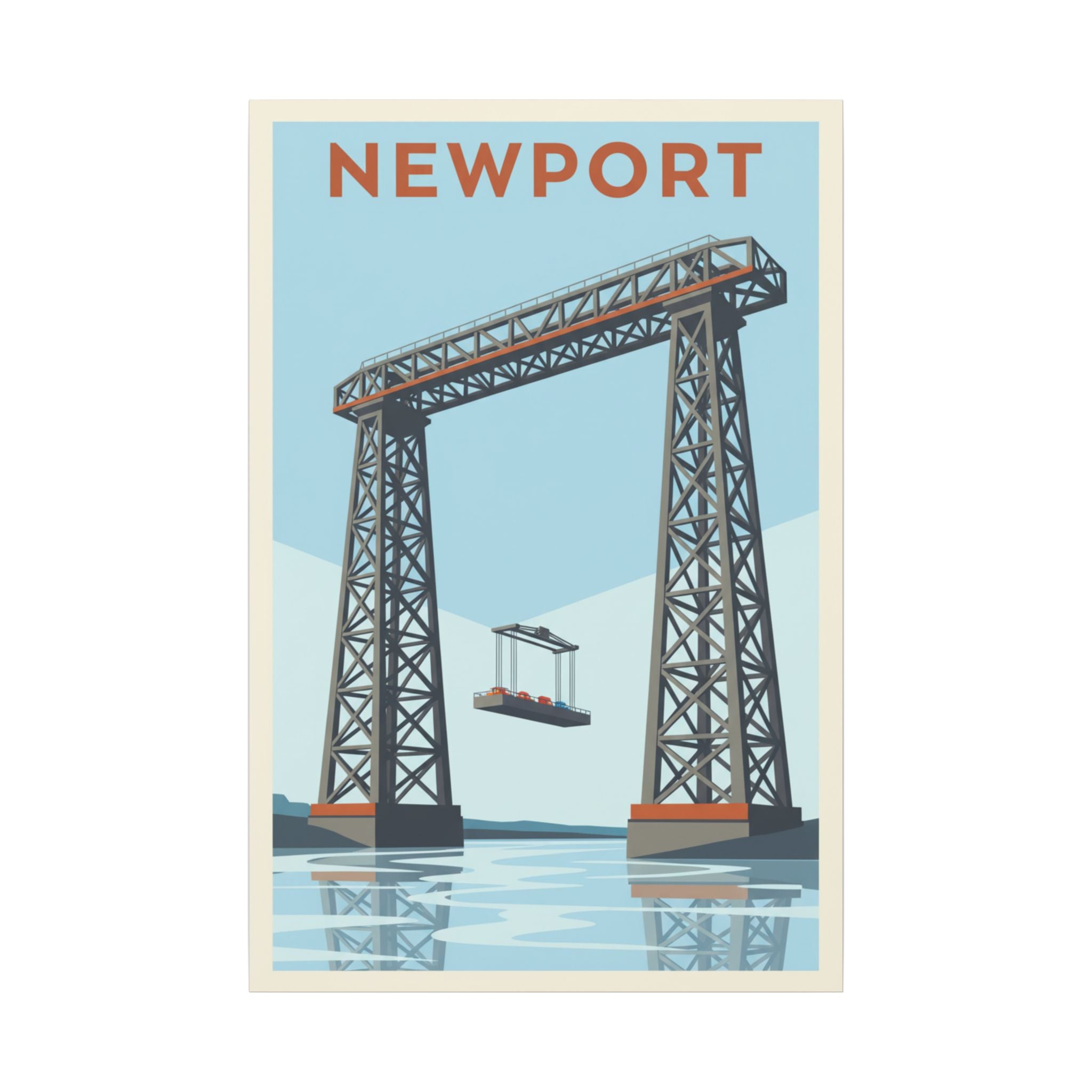 Newport Aerial Tram Matte Canvas Print  Vintage Coastal Wall Art