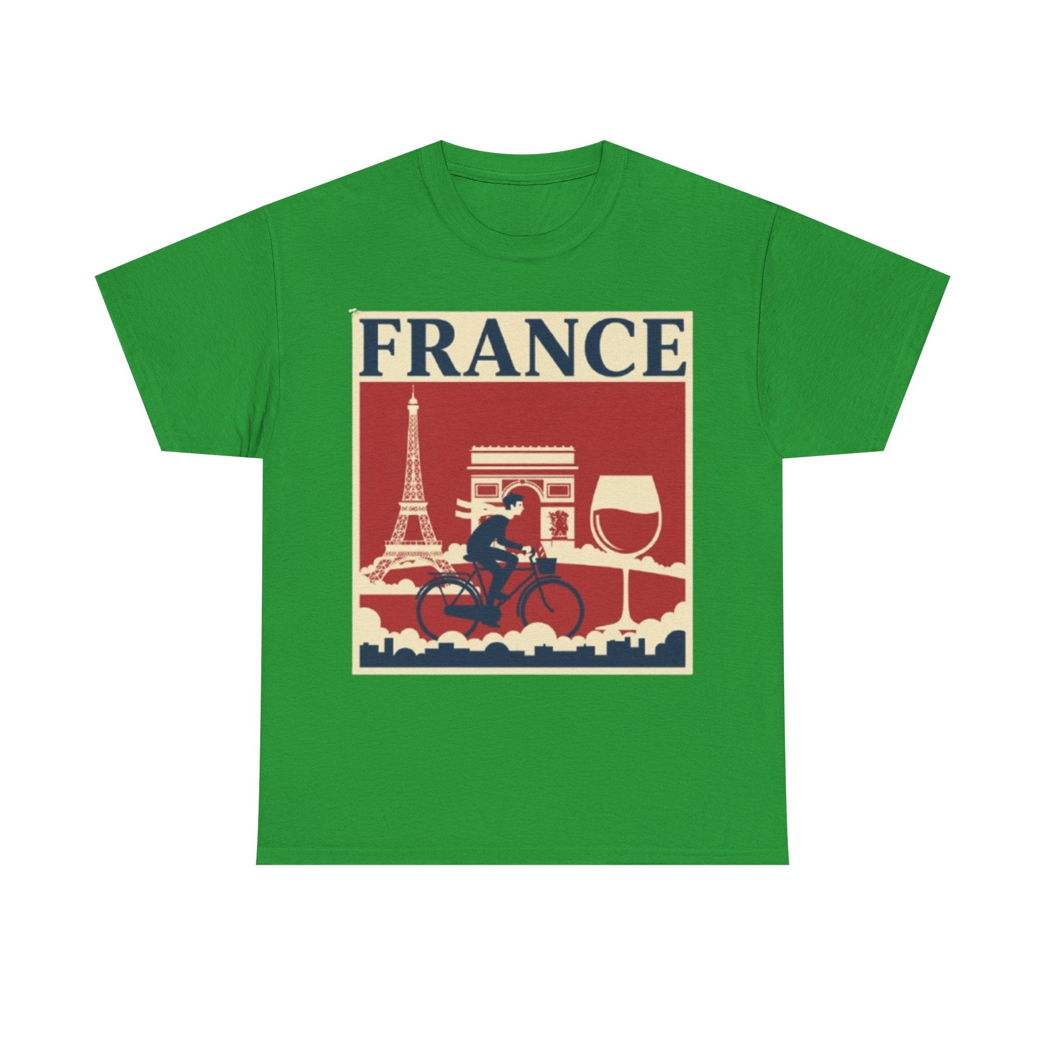 France Vintage Travel Tee — Eiffel Tower, Arc de Triomphe & Wine Graphic T-Shirt