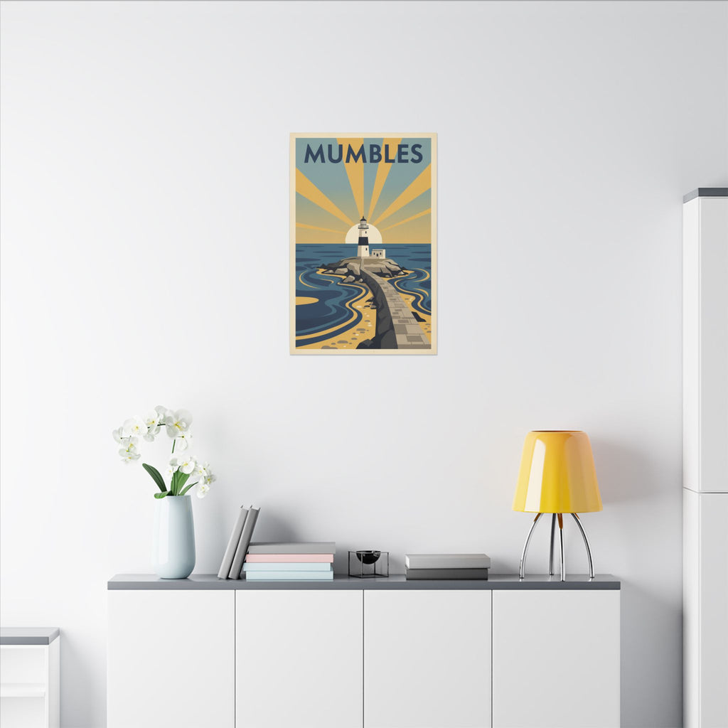 Mumbles Lighthouse Vintage Travel Poster Canvas