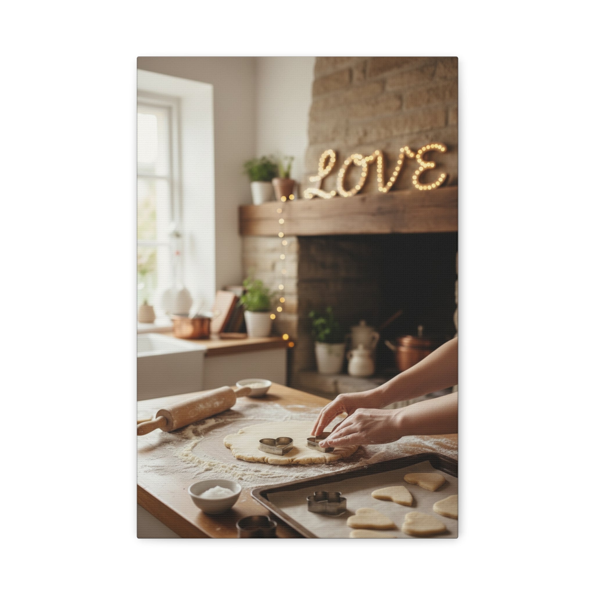 Kitchen Baking Canvas Print — Cozy Rustic 'LOVE' Holiday Decor