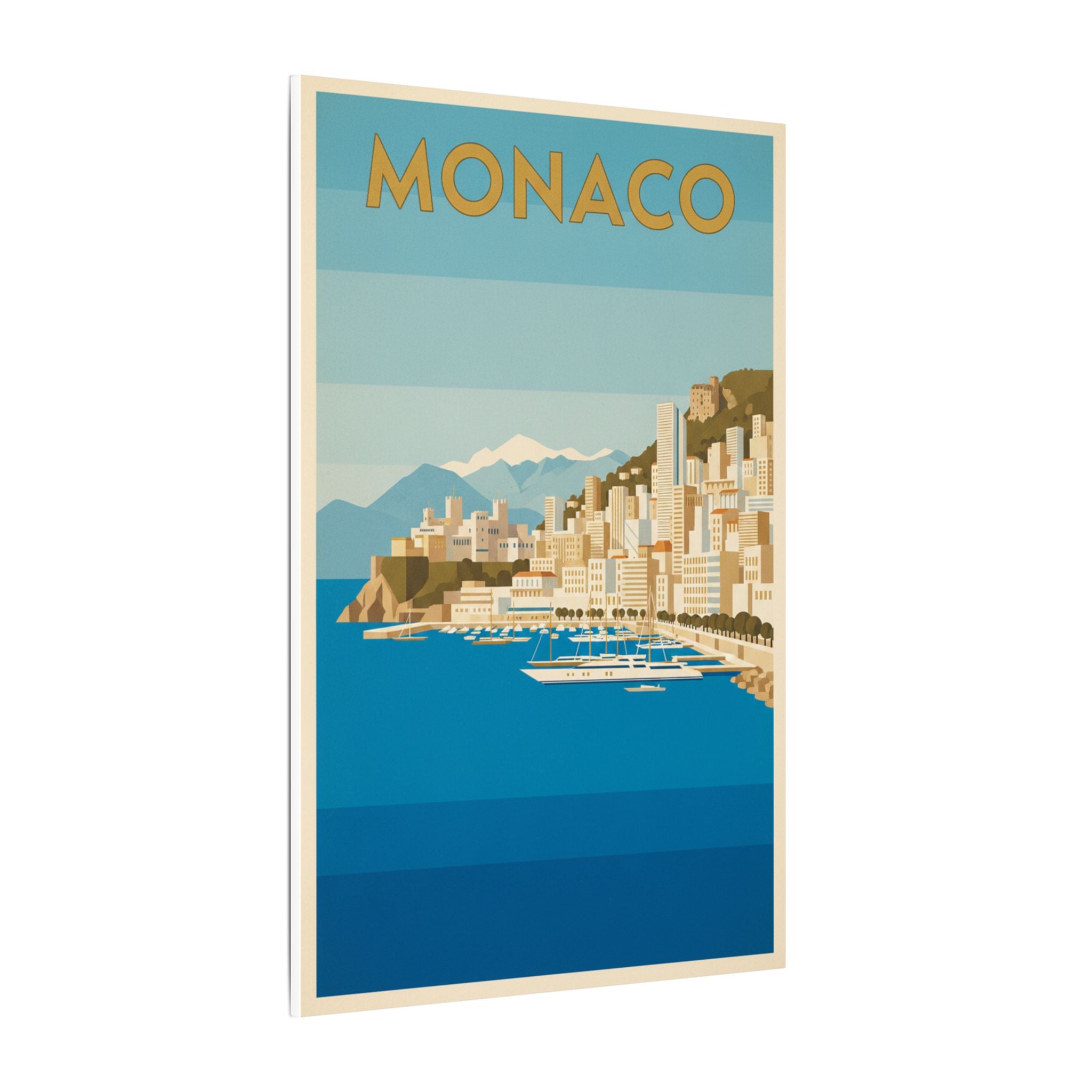 Monaco Coastal Vintage Travel Canvas Print