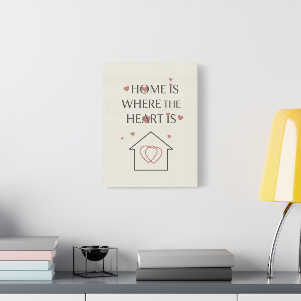 Home Is Where The Heart Is Matte Canvas Wall Art — Romantic Heart House Print