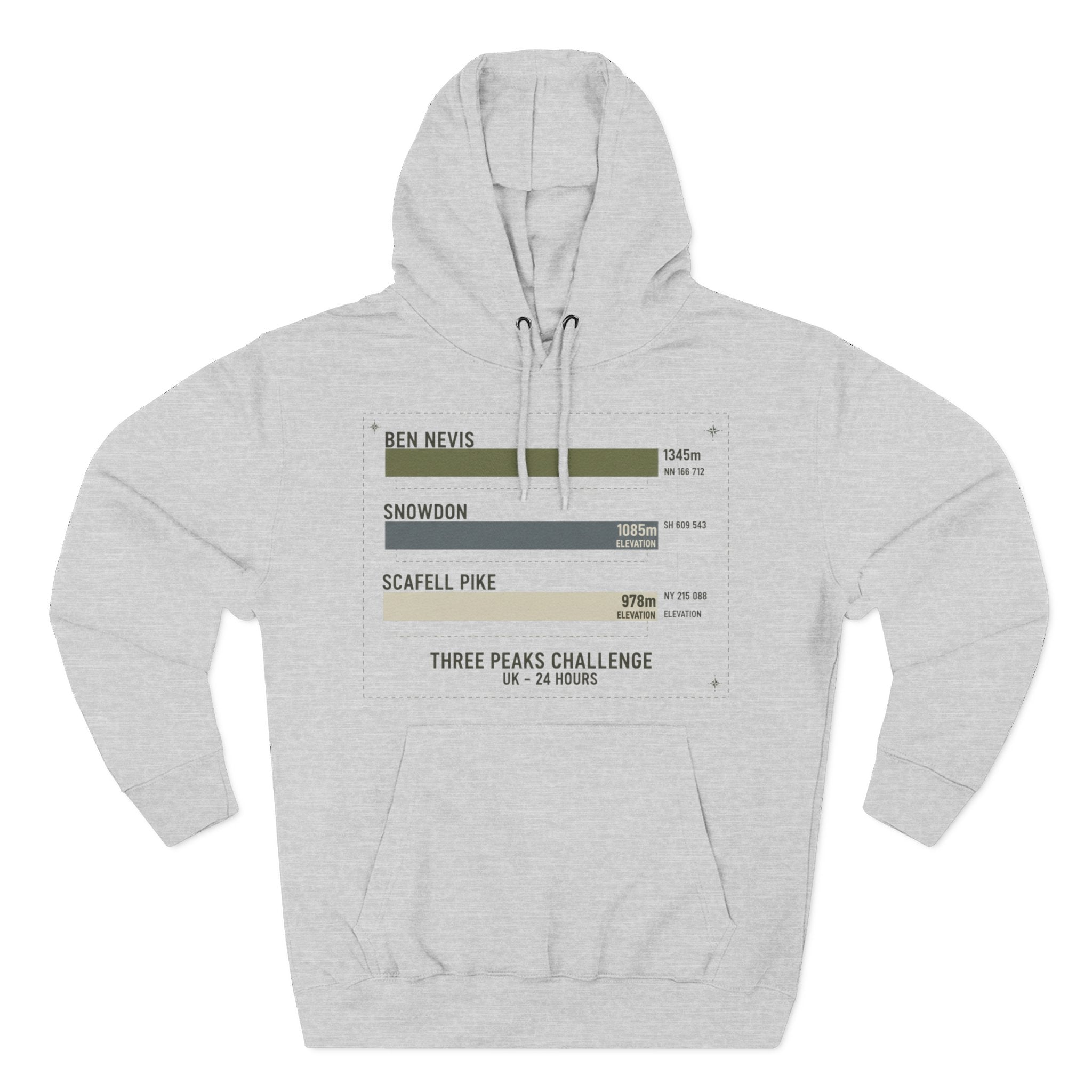 Three Peaks Challenge Hoodie — Retro Ben Nevis, Scafell Pike & Snowdon Pullover