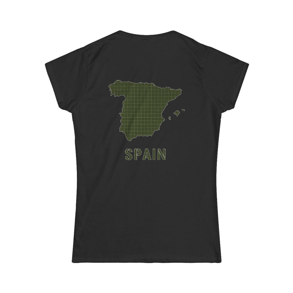 Spain Map Women's Tee — Olive Grid Map Graphic Shirt
